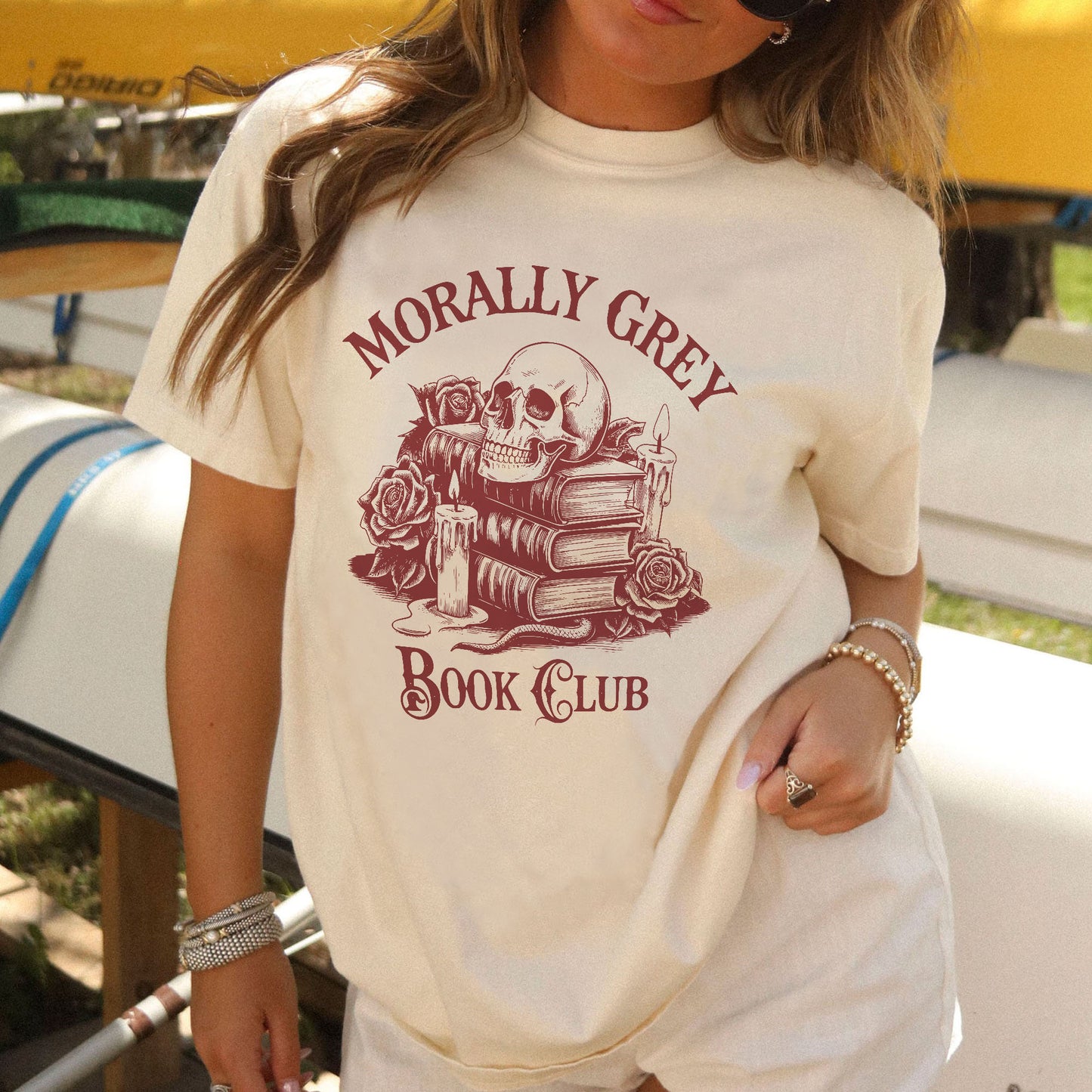 Book Lover Shirt – Morally Grey Book Club Tee – Academia Reading Shirt – Natural – Up To 5XL
