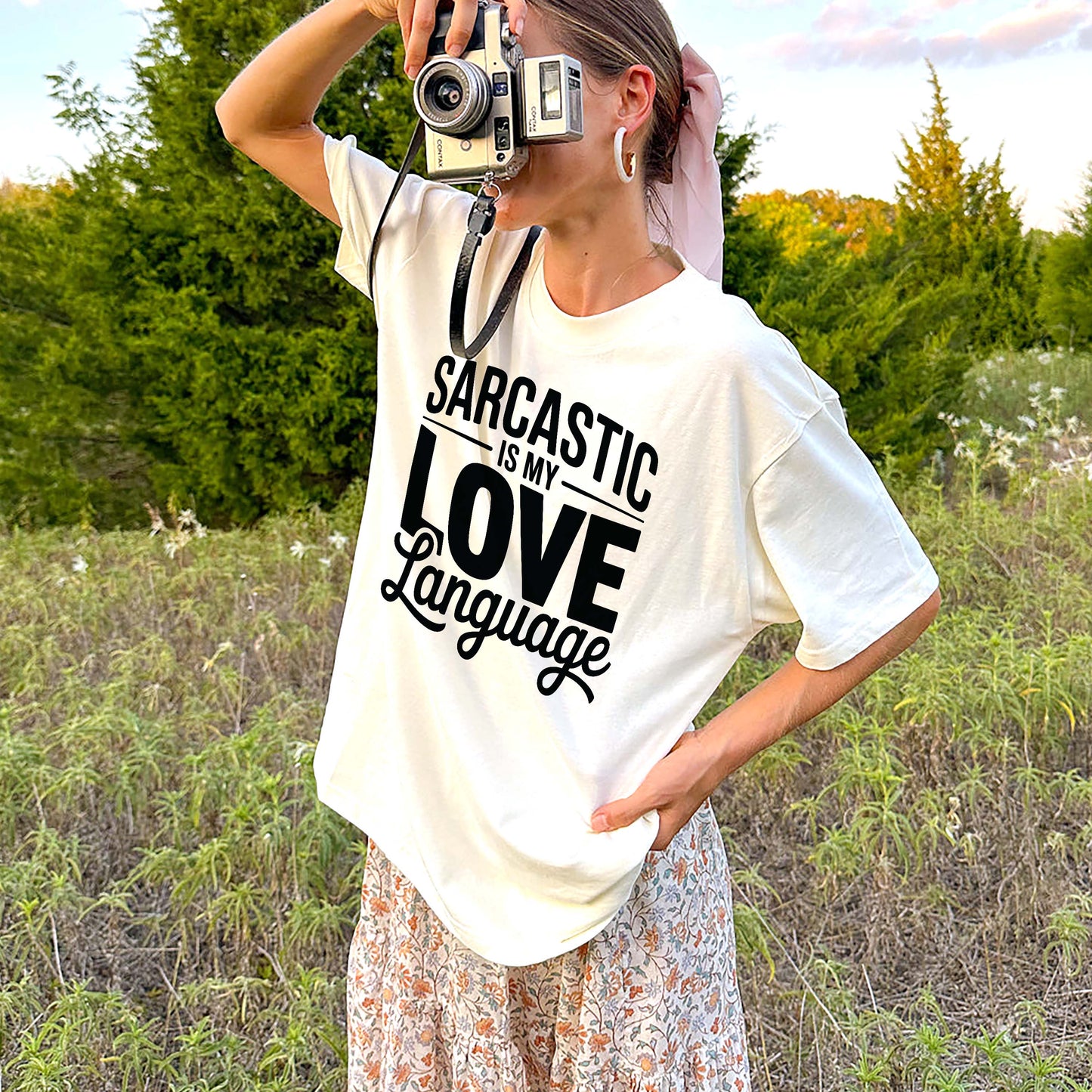 Funny Sarcastic Shirt – Sarcasm Is My Love Language Tee – Humor Shirt for Women - Natural - Up To 5XL