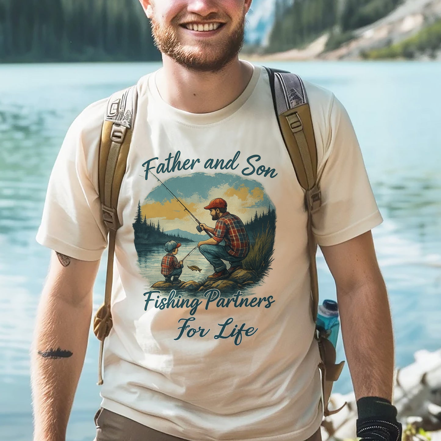 Fisherman Gift Shirt for Family – Father and Son Fishing Partners For Life Shirt – Natural – Up To 5XL