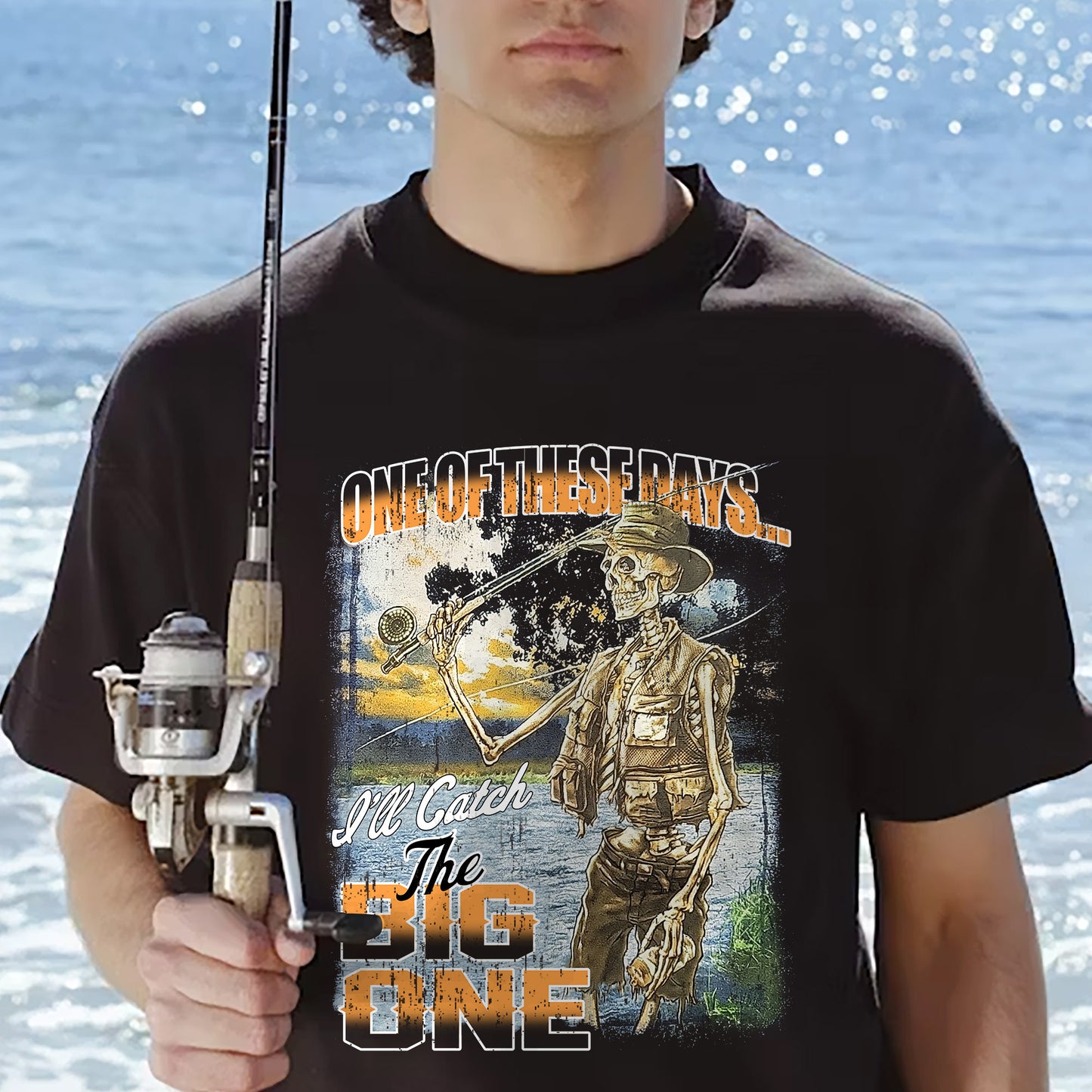 One Of These Days I'll Catch The Big One Shirt – Funny Fishing Tee – Fisherman Humor Gift – White – Up To 5XL