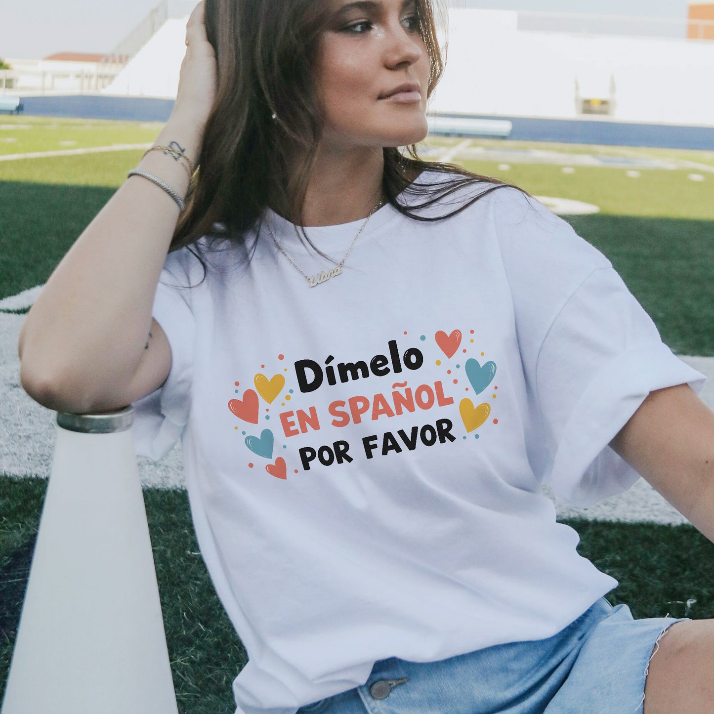 Dímelo En Español T-Shirt - Funny Shirt For Teacher - White- Up To 5XL