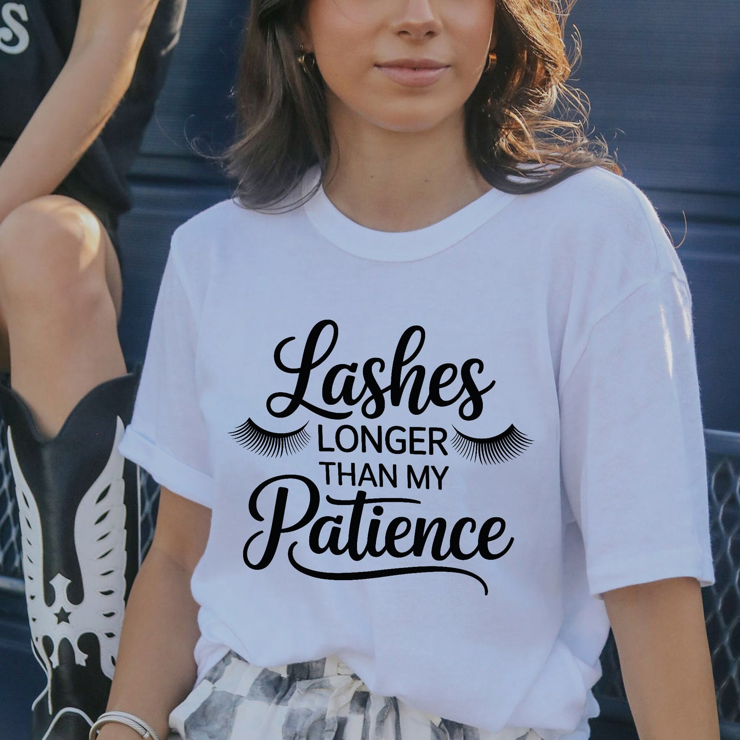 Lash Lover Shirt – Lashes Longer Than My Patience Tee – Funny Saying Shirt for Women - White - Up To 5XL