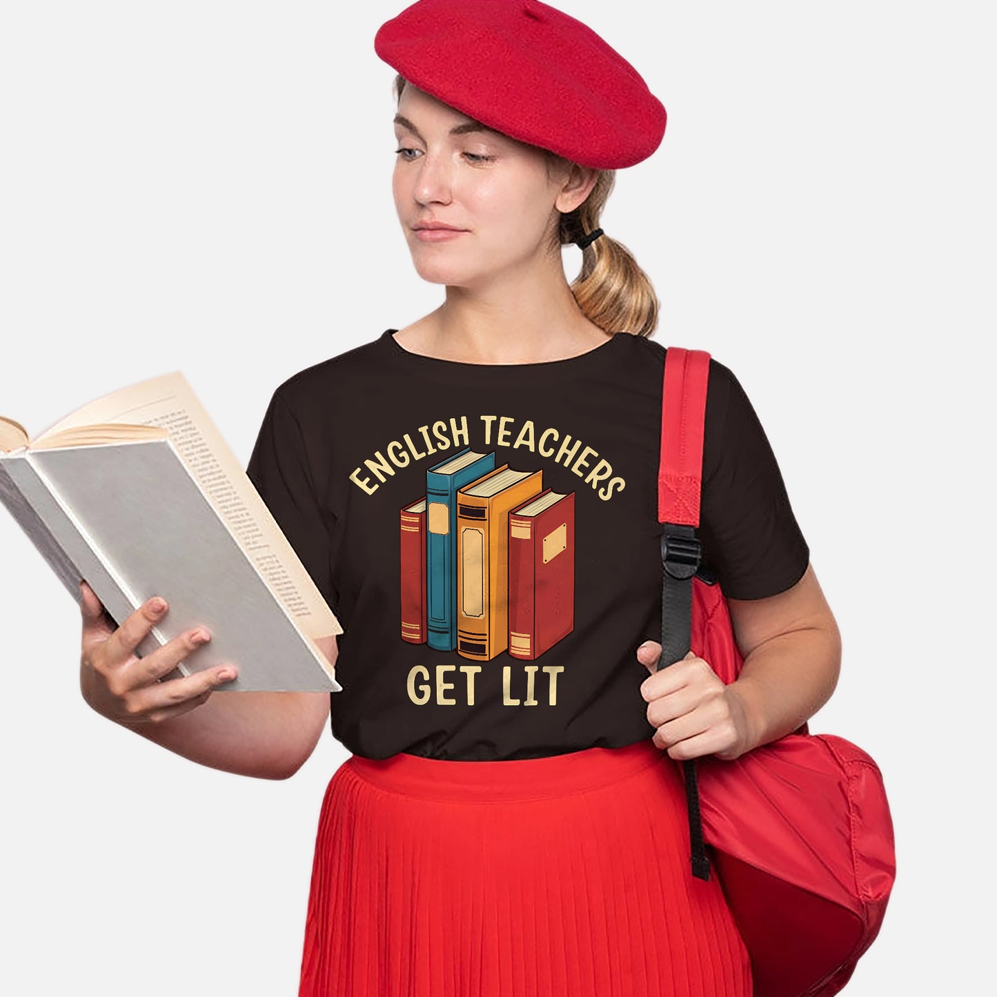 English Teachers Get Lit Shirt – Funny Literature Teacher Tee – Book Lover Gift – Black – Up To 5XL