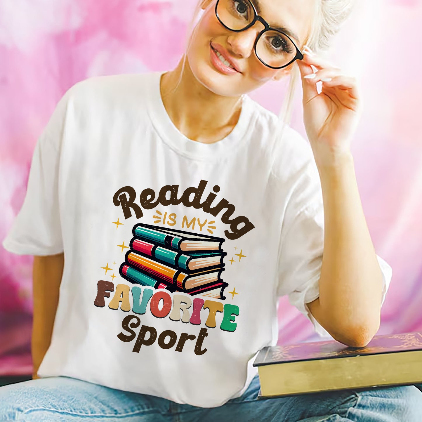 Book Lover Shirt – Reading Is My Favorite Sport Tee – Funny Bookworm Gift – White – Up To 5XL