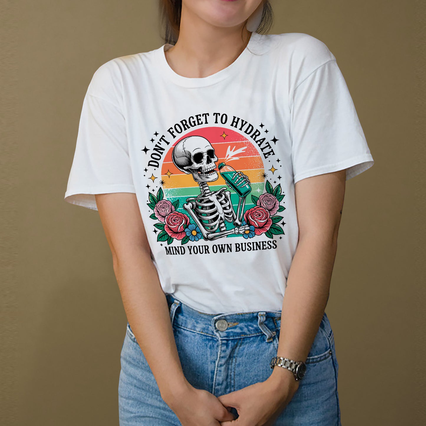 Inappropriate Sassy Shirt – Hydrate and Mind Your Business Tee – Funny Sarcastic Shirt For Women - White - Up To 5XL