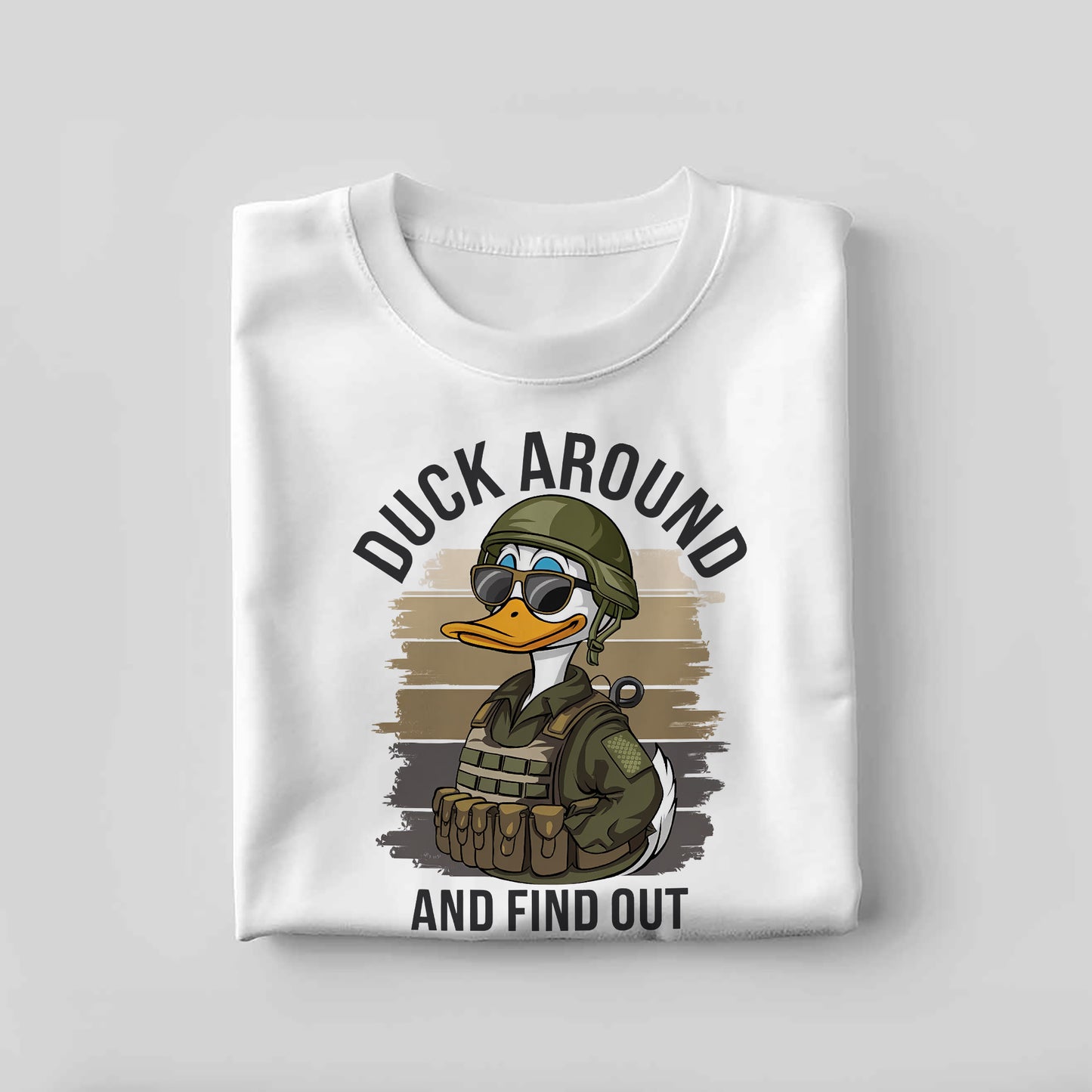 Funny Animal Shirt – Duck Around and Find Out – Sarcastic Bird Meme Tee – White – Up To 5XL