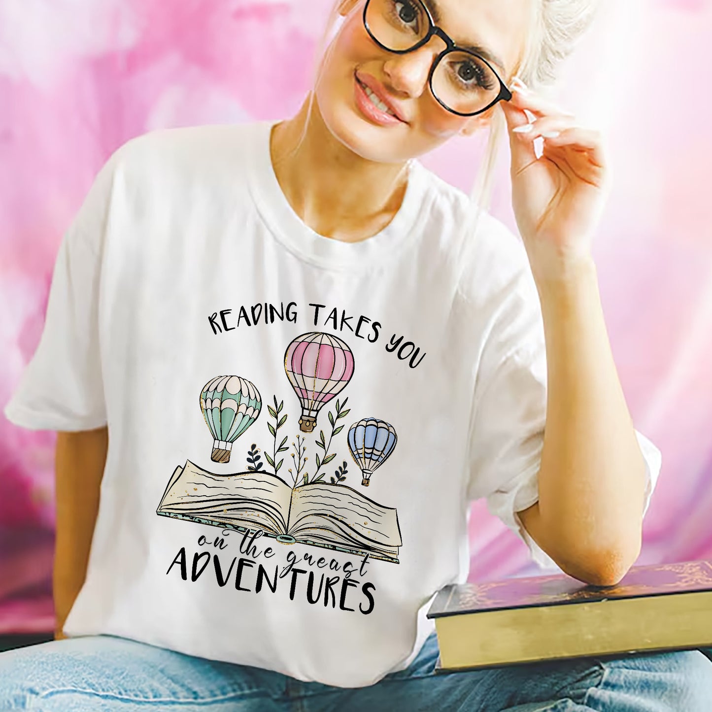 Book Lover Shirt – Reading Takes You On The Greatest Adventure Quote Tee – Literary Gift – White – Up To 5XL