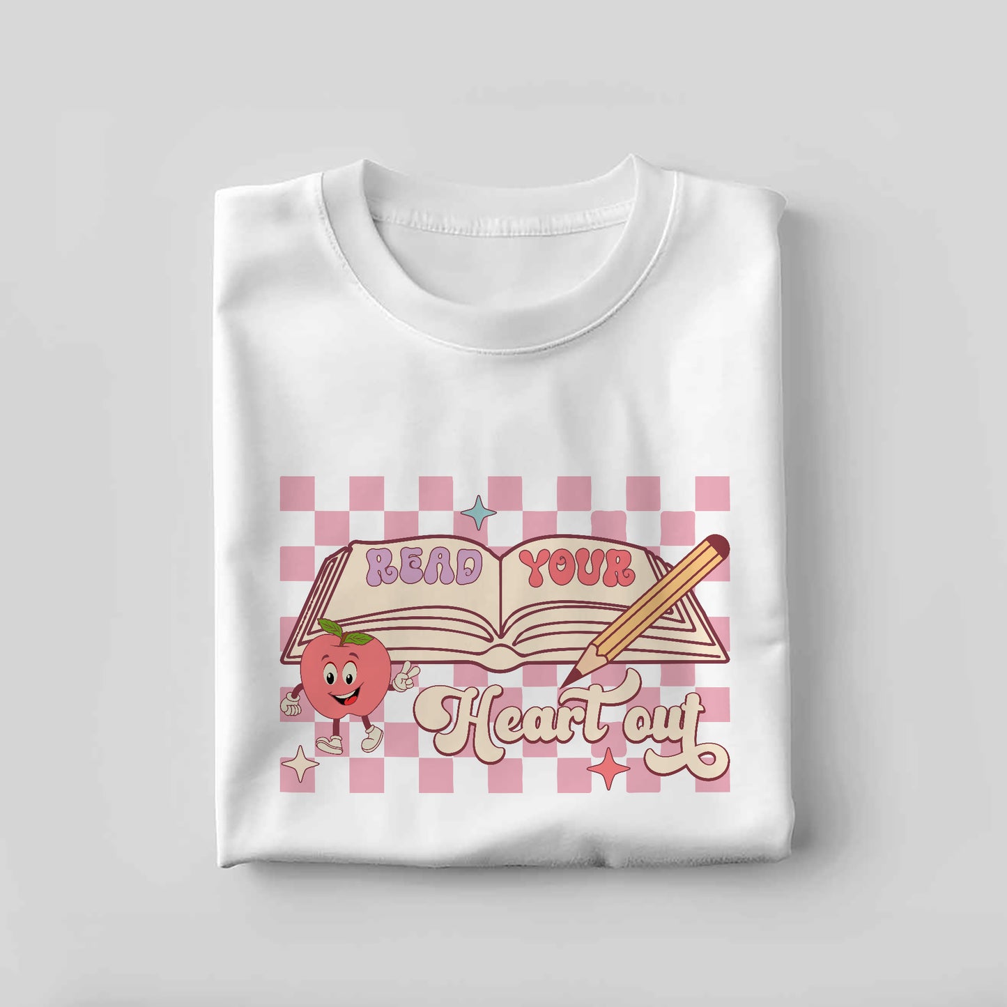 Book Lover Shirt – Read Your Heart Out Retro Tee – Vintage Bookish Design – White – Up To 5XL