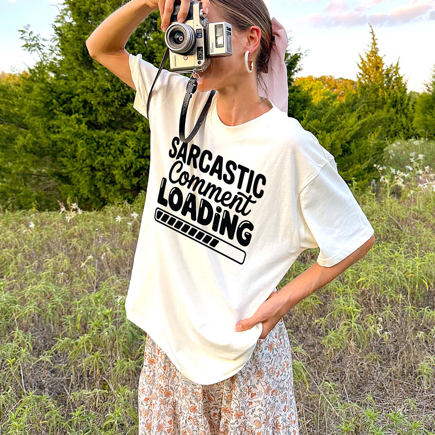 Funny Sarcastic Shirt – Sarcasm Comment Loading Tee – Humor Shirt for Women - Natural - Up To 5XL