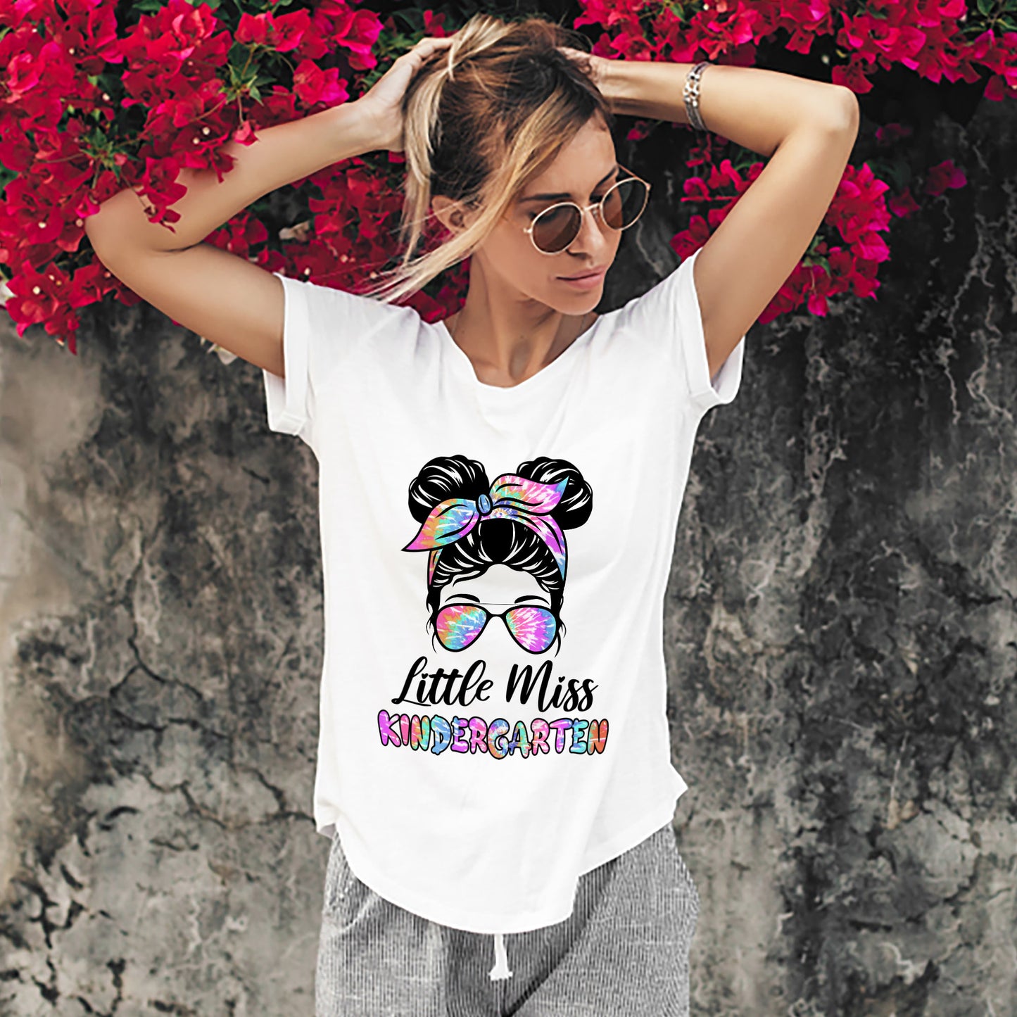 Little Miss Kindergarten Shirt – Girls Back To School Tee – White – Up To 5XL