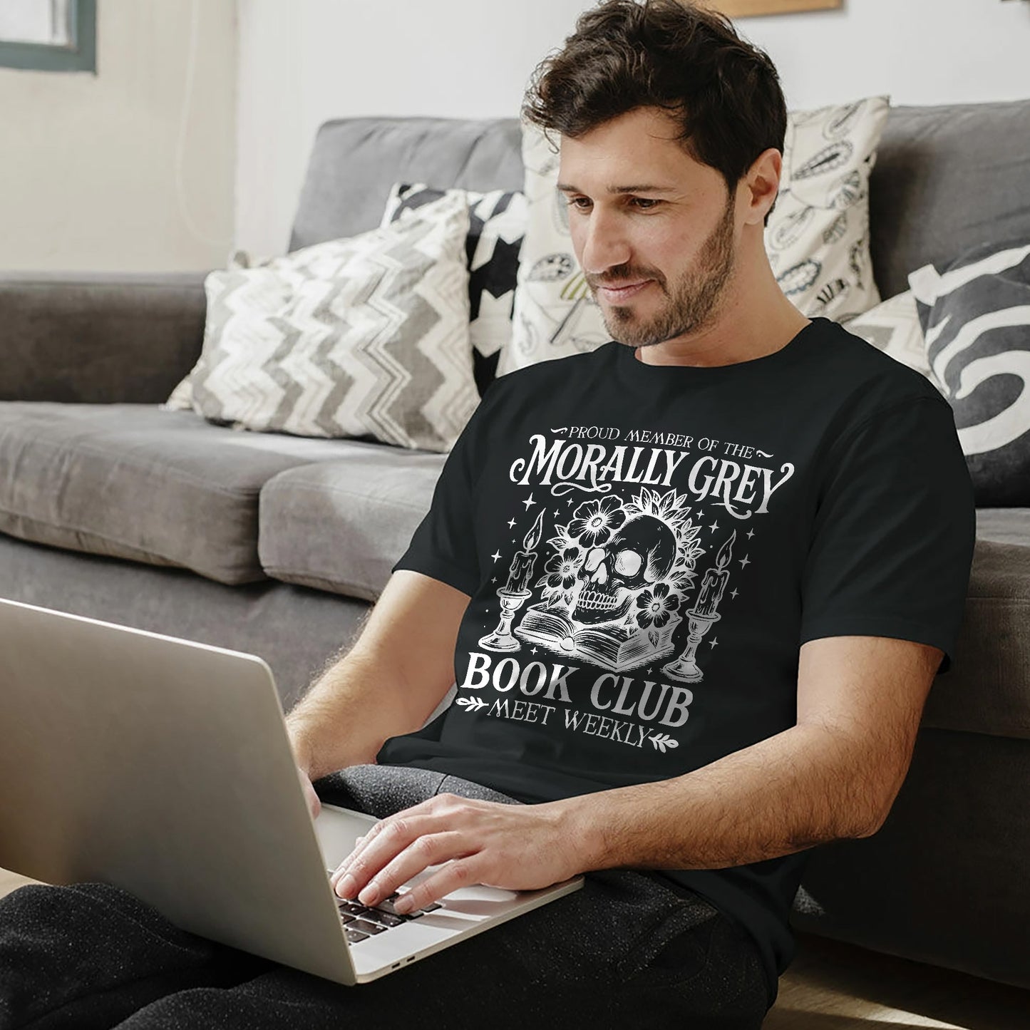 Bookish Shirt – Proud Member of the Morally Grey Book Club Tee – Fantasy Dark Academia Book Lover – Black – Up To 5XL
