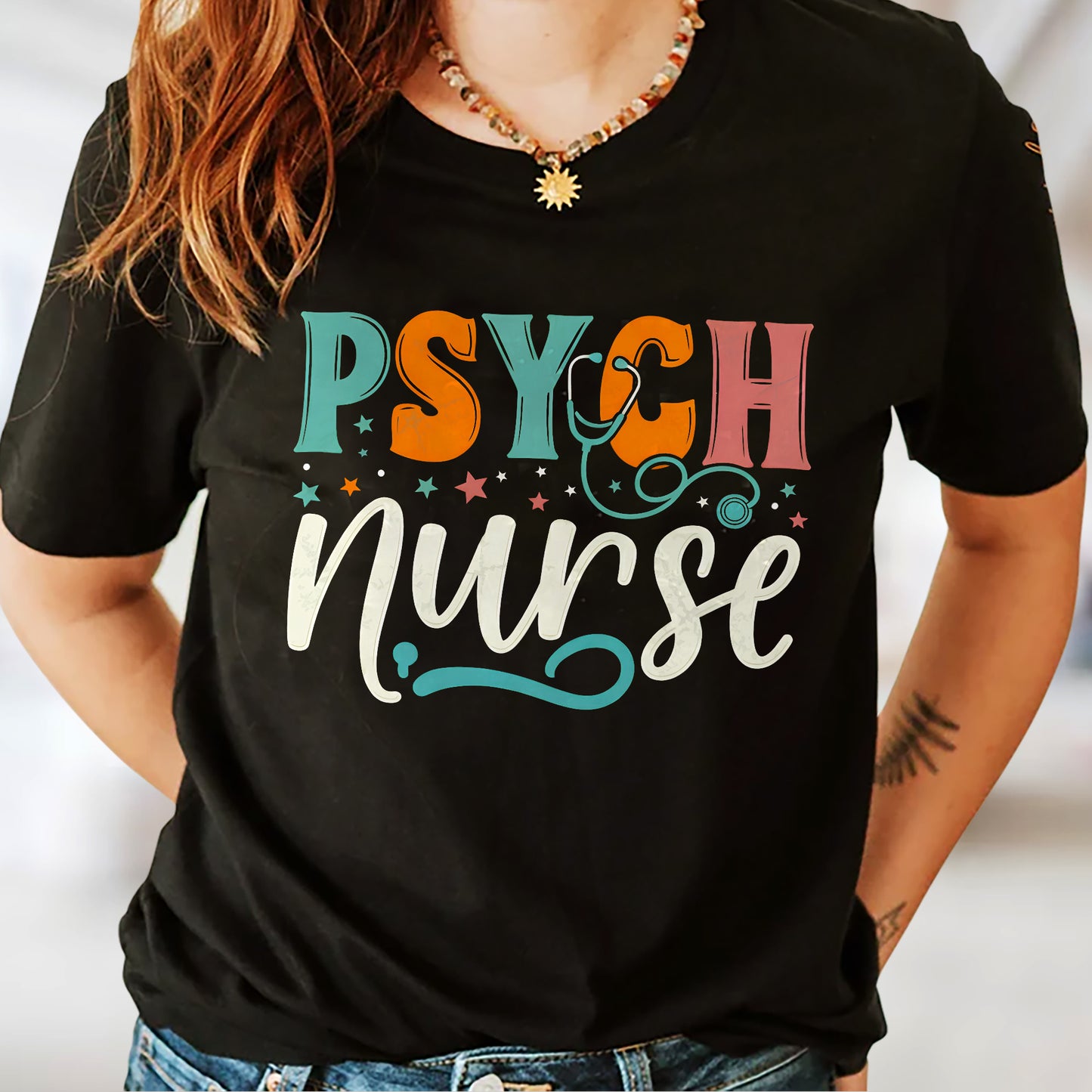 PSYCH Nurse T-Shirt - Funny Tees For Psychiatric Nurse - Black - Up To 5XL