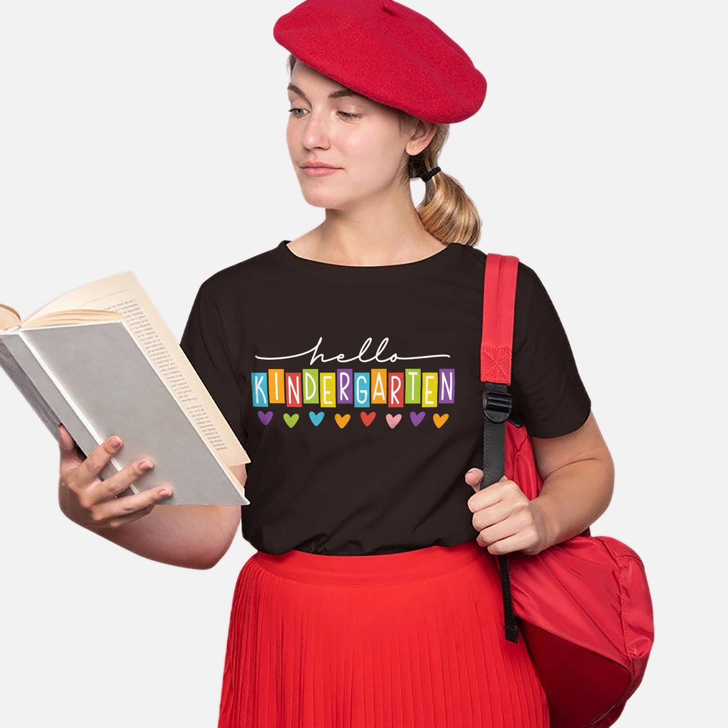 Hello Kindergarten Shirt – Colorful Back to School Tee – Black – Up To 5XL