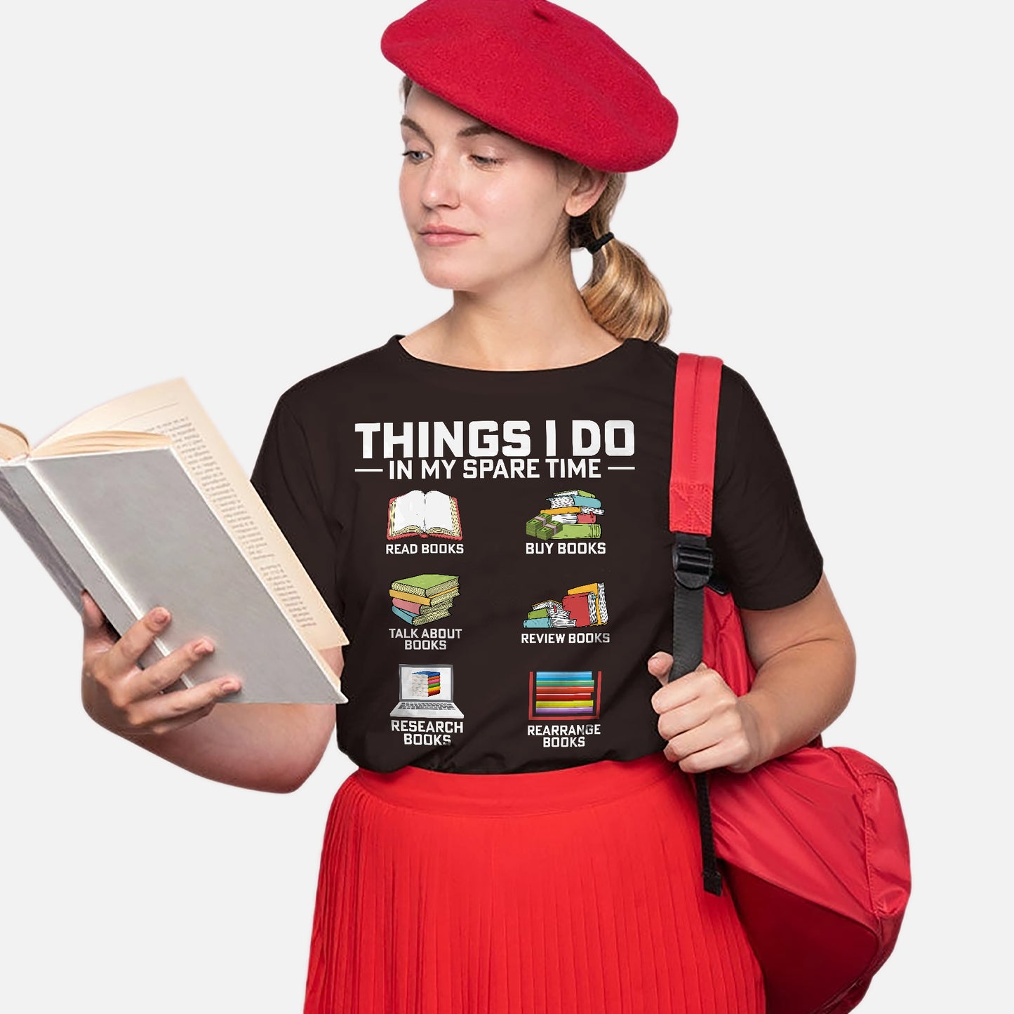 Read Books Buy Books Tee – Things I Do In My Spare Time Shirt – Funny Book Lover Gift – Black – Up To 5XL