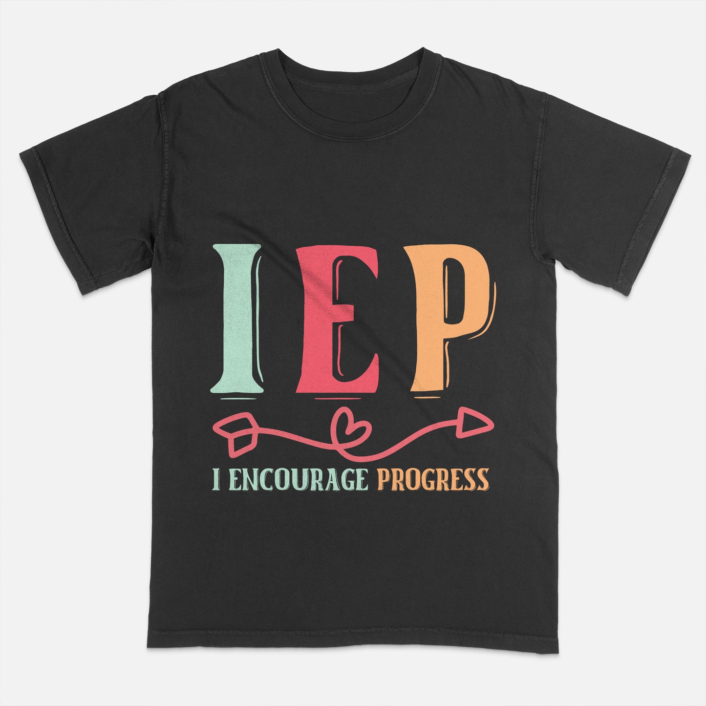 Encourage Progress Tee – Inspirational SPED Education Teacher Funny T-Shirt - Black - Up To 5XL