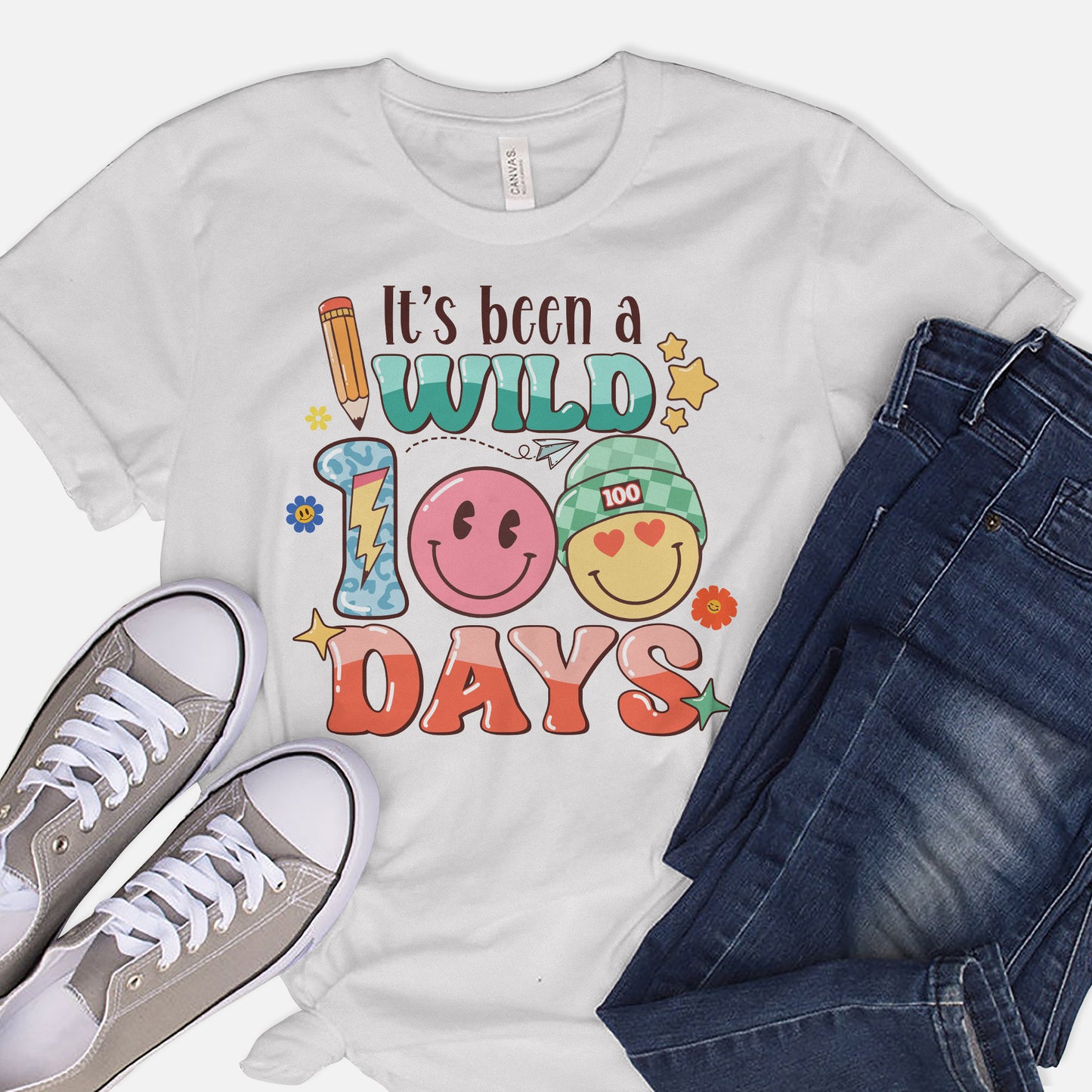 It’s Been a Wild 100 Days T-Shirt - Funny Shirt For Teacher - White- Up To 5XL