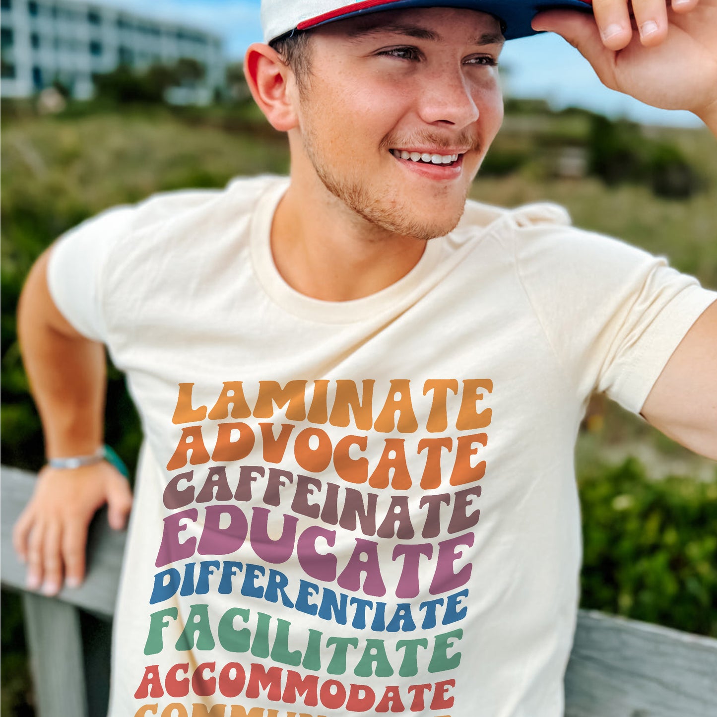 Laminate Advocate Caffeinate Teacher Shirt - Funny Shirt For Teacher - Natural - Up To 5XL