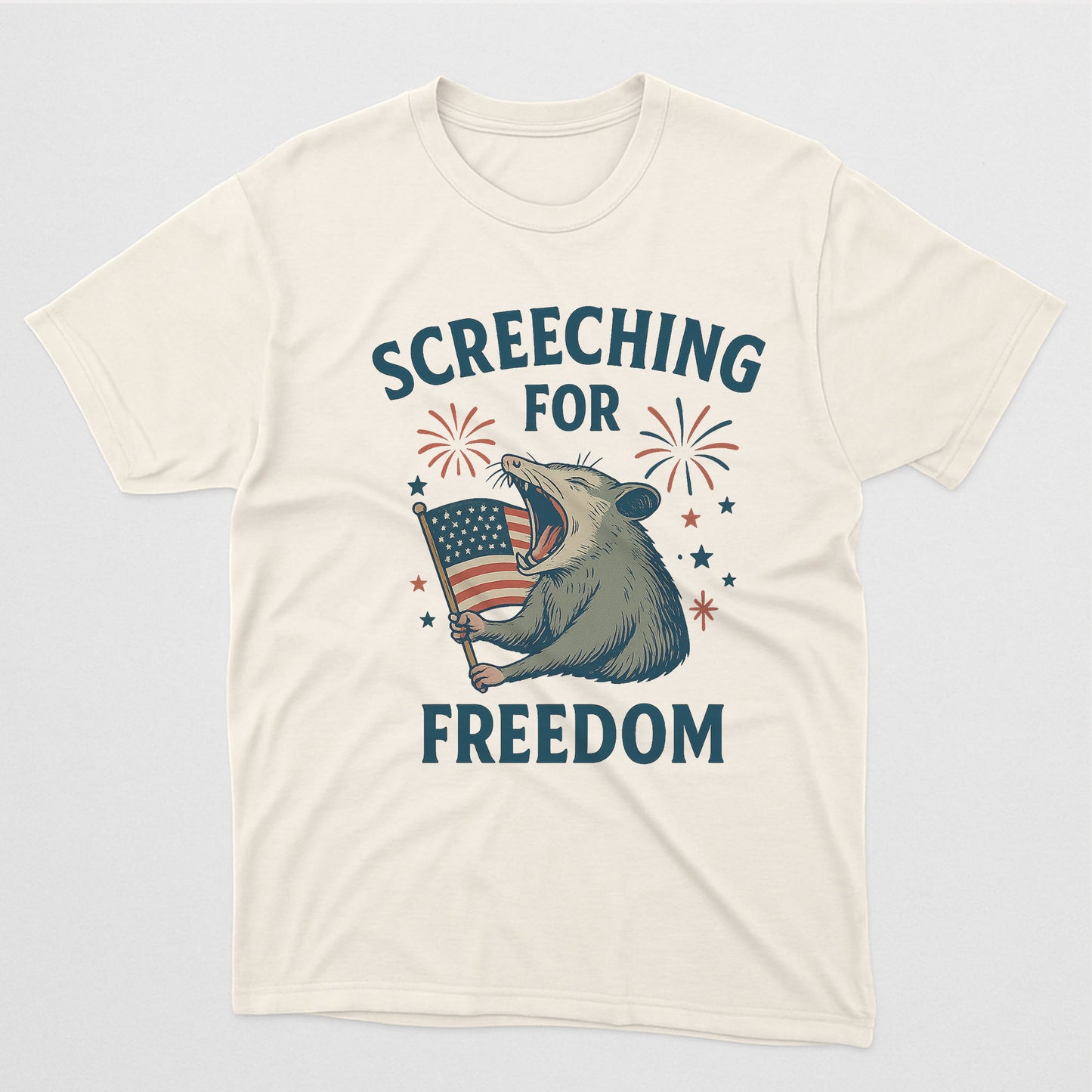 Screeching for Freedom Shirt – Funny Possum 4th of July Meme Shirt – Natural Tee - Up To 5X