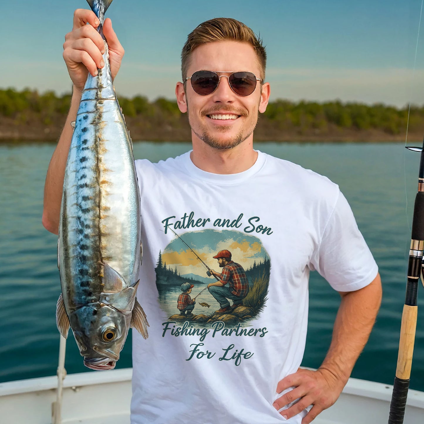 Fisherman Gift Shirt for Family – Father and Son Fishing Partners For Life Shirt – Natural – Up To 5XL