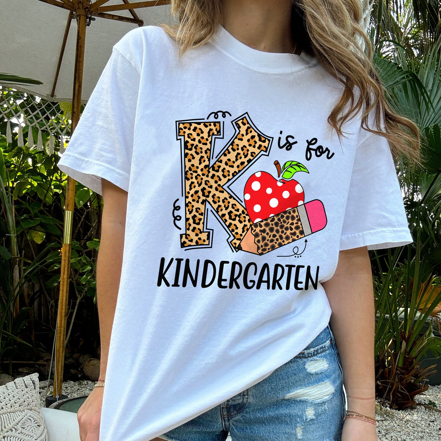 K Is For Kindergarten Shirt – Alphabet Theme Teacher Tee – White – Up To 5XL