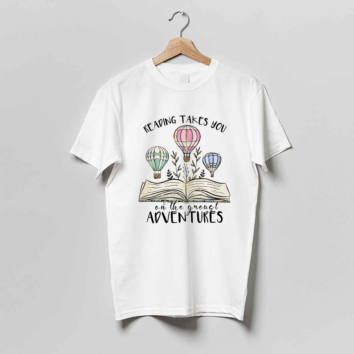 Book Lover Shirt – Reading Takes You On The Greatest Adventure Quote Tee – Literary Gift – White – Up To 5XL