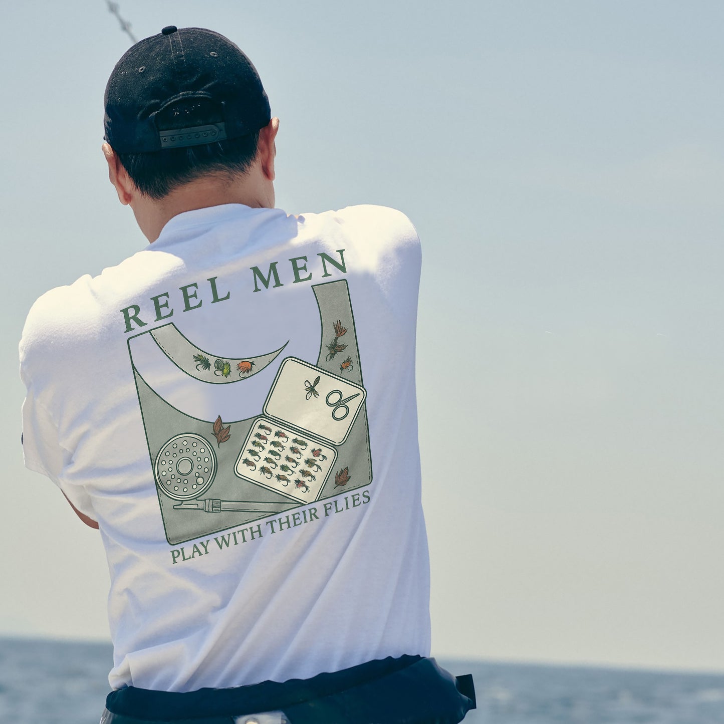Vintage Reel Men Play With The Flies Shirt – Funny Fly Fishing Tee – Fisherman Humor Gift – White – Up To 5XL