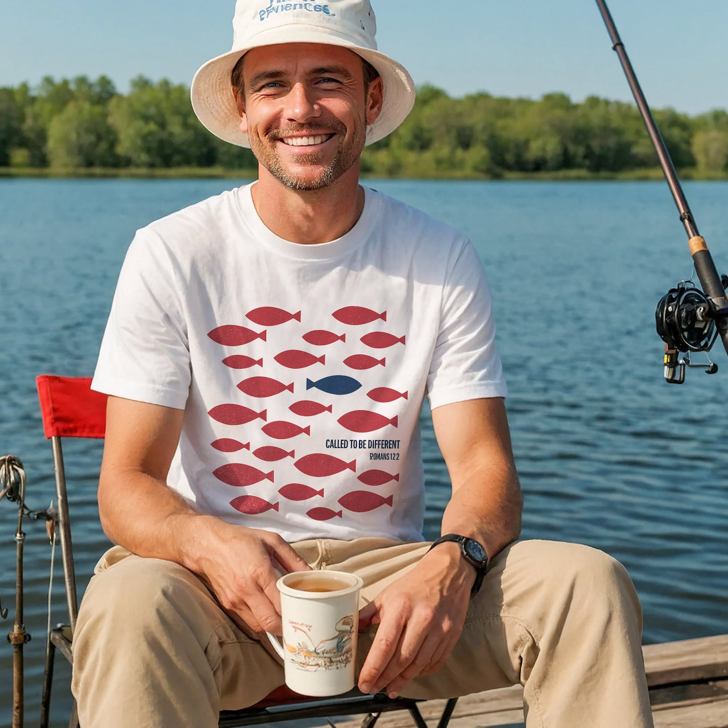 Called To Be Different Shirt – Romans 12:2 Christian Fish Tee – Faith-Based Apparel – White – Up To 5XL