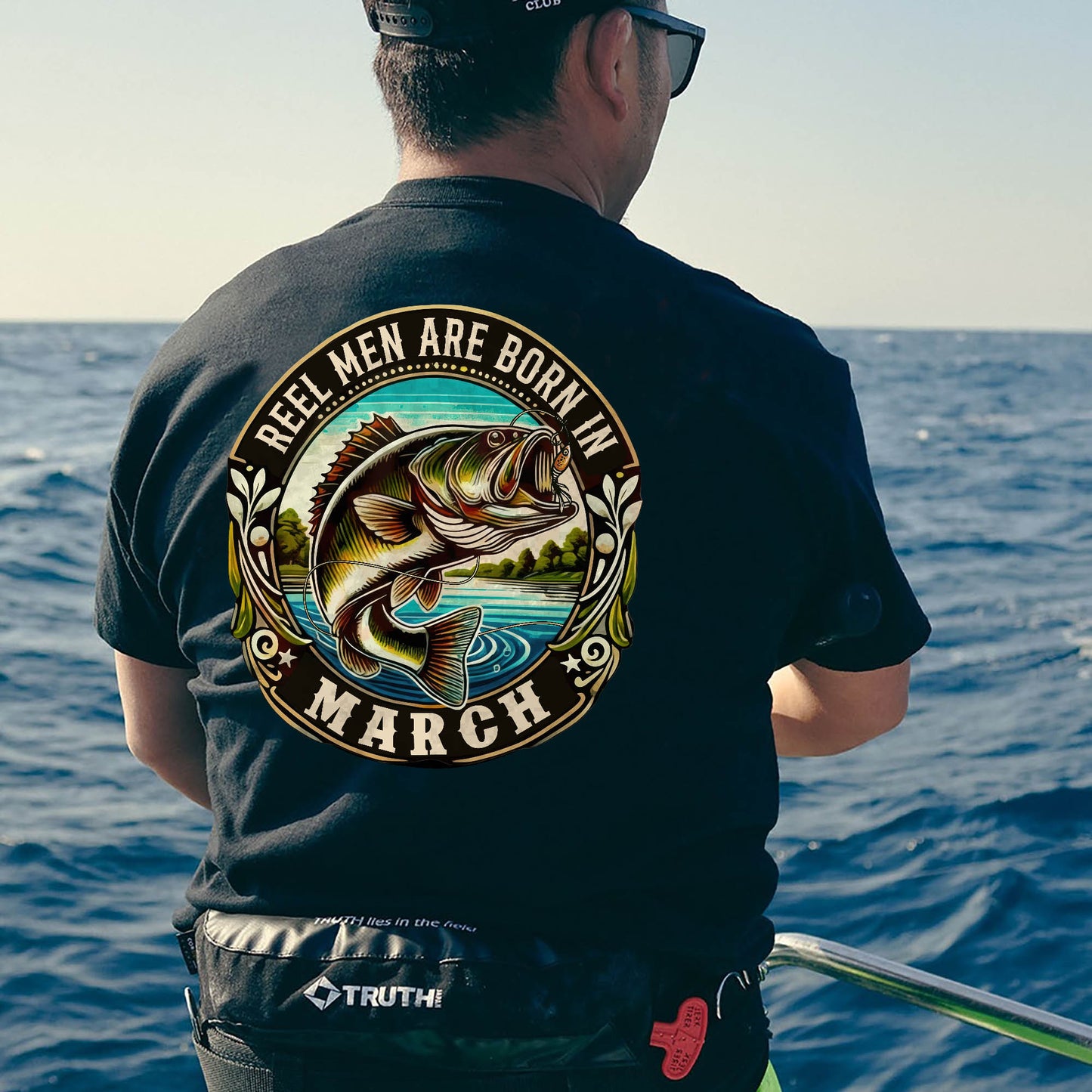 Fishing Birthday Gift Tee for Fisherman - Reel Men Are Born In March Shirt – Black – Up To 5XL