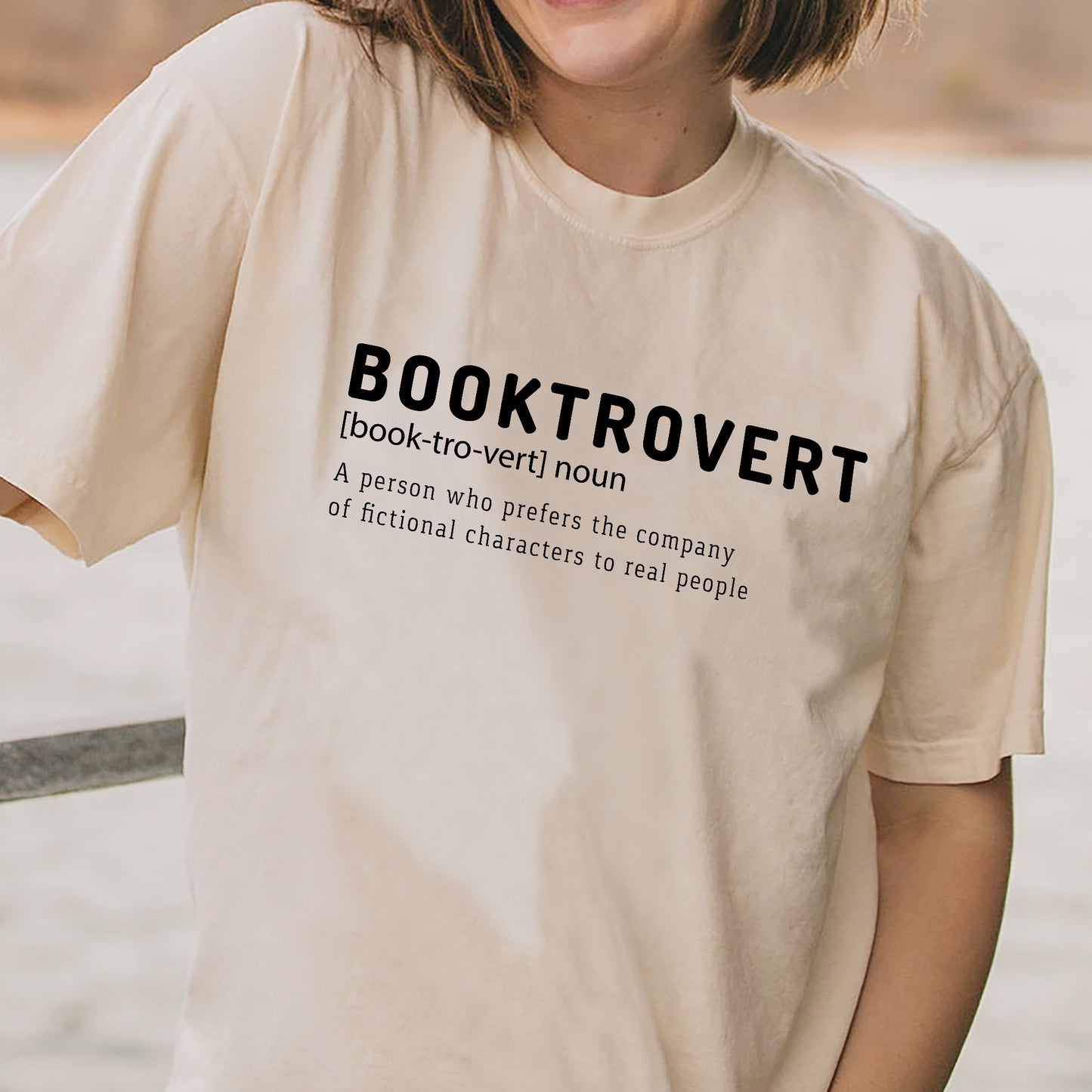 Book Lover Shirt – Booktrovert Noun Funny Definition Tee – Introvert Reading Gift – Natural – Up To 5XL