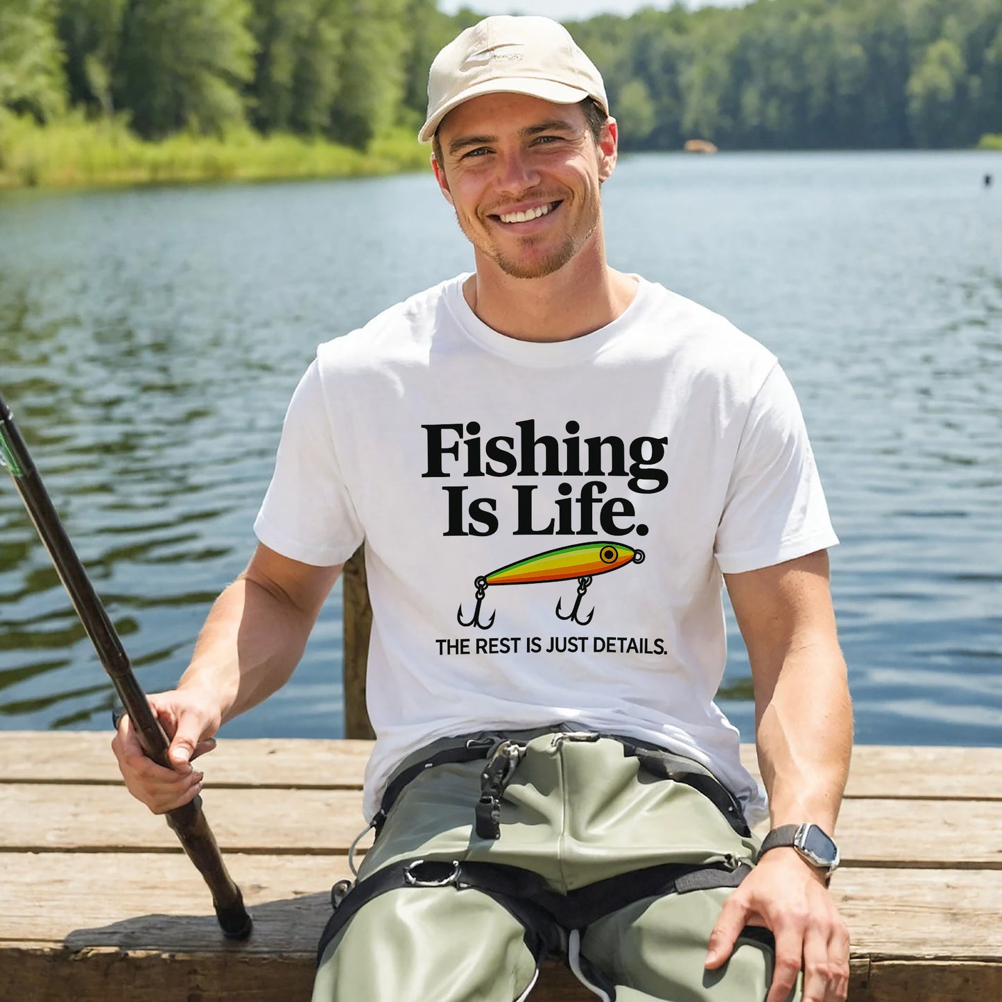 Fishing Is Life The Rest Is Just Details Tee – Funny Angler Shirt – White – Up To 5XL
