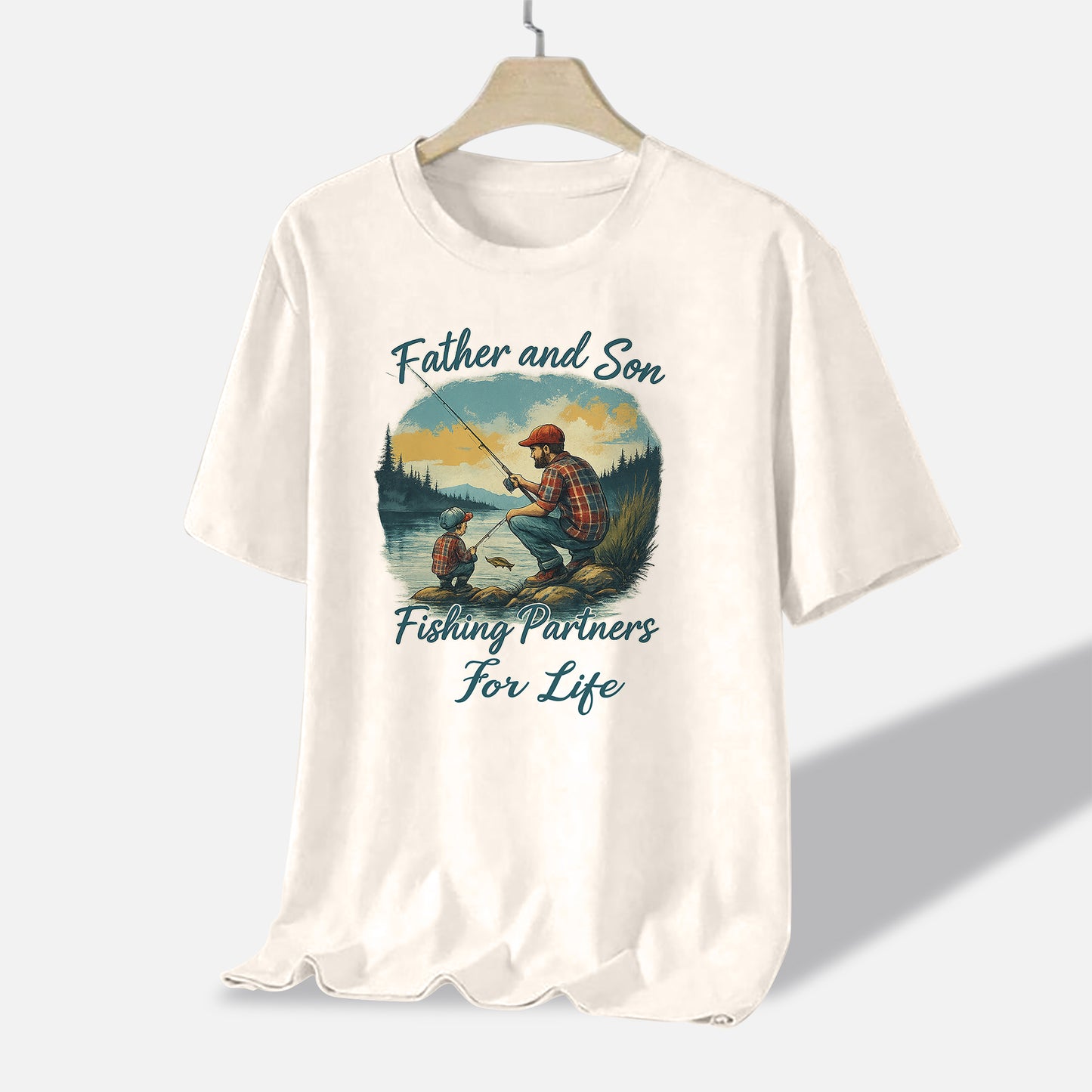 Fisherman Gift Shirt for Family – Father and Son Fishing Partners For Life Shirt – Natural – Up To 5XL