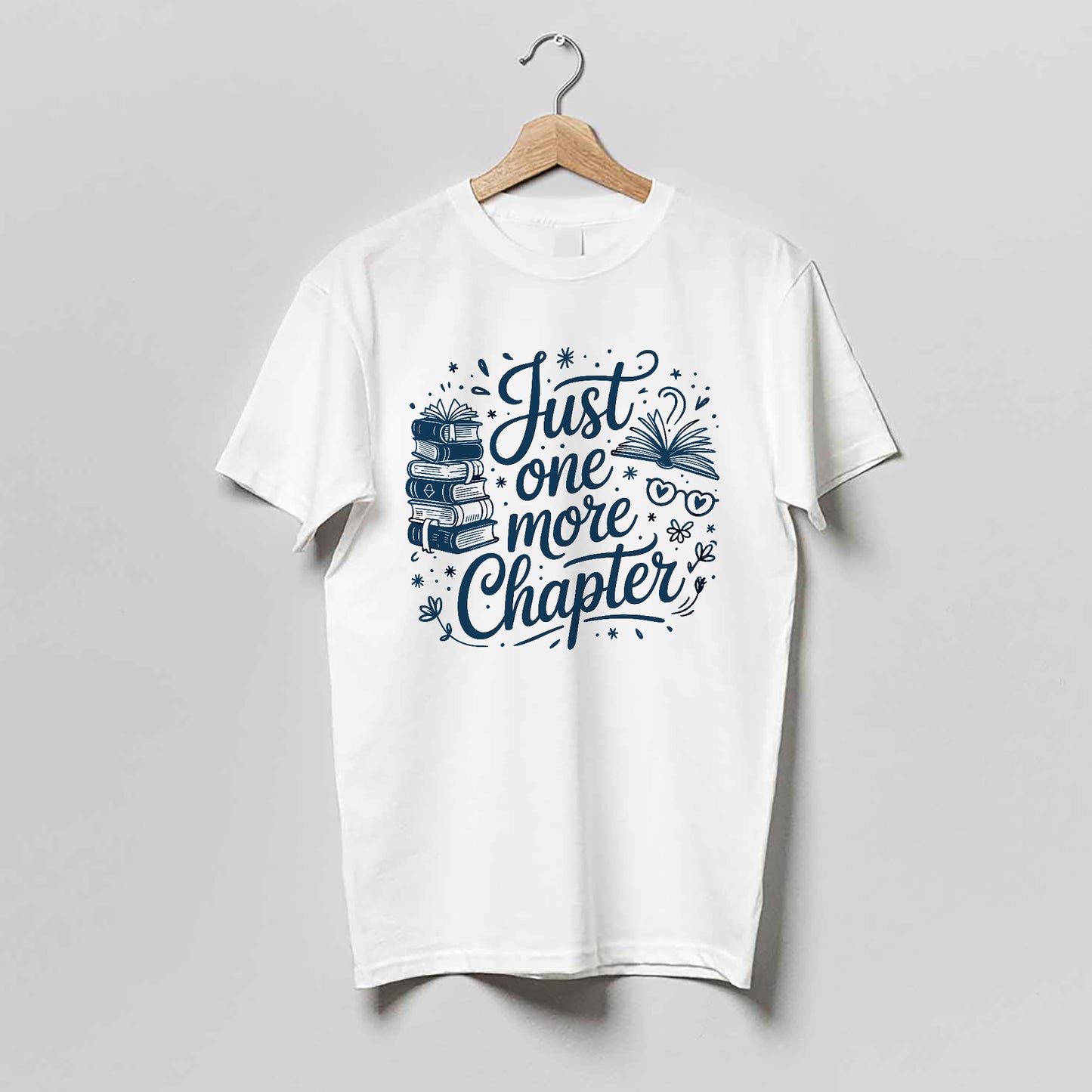 Book Lover Shirt – Just One More Chapter Tee – Reader Gift Design – White – Up To 5XL
