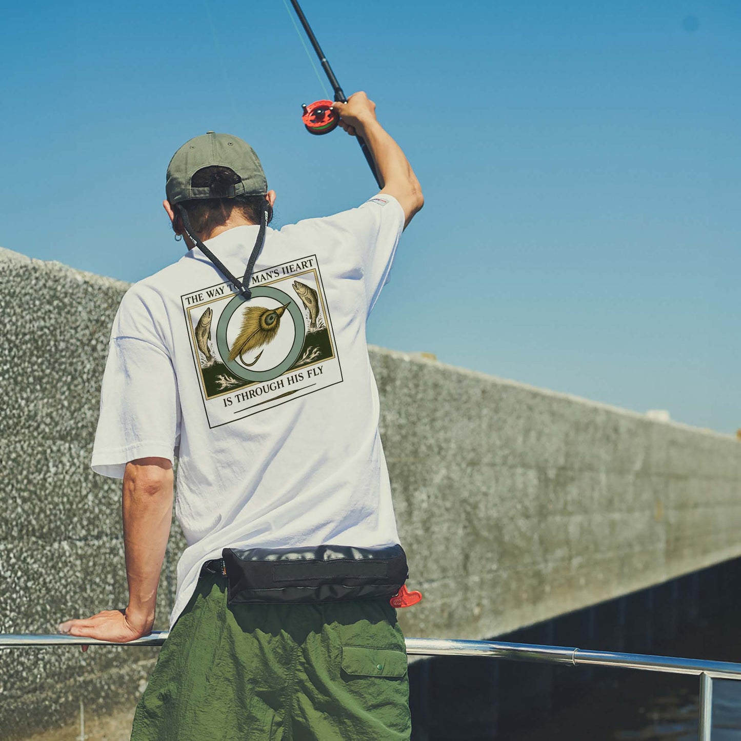 Vintage Fishing Shirt – The Way To A Man's Heart Is Through His Fly – Funny Angler Tee – White – Up To 5XL