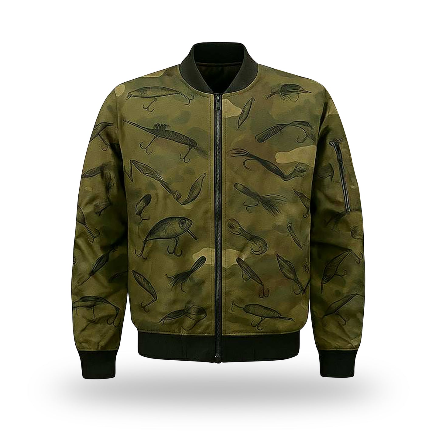 Camo Fishing Lure Bomber Jacket – Outdoor Angler Style