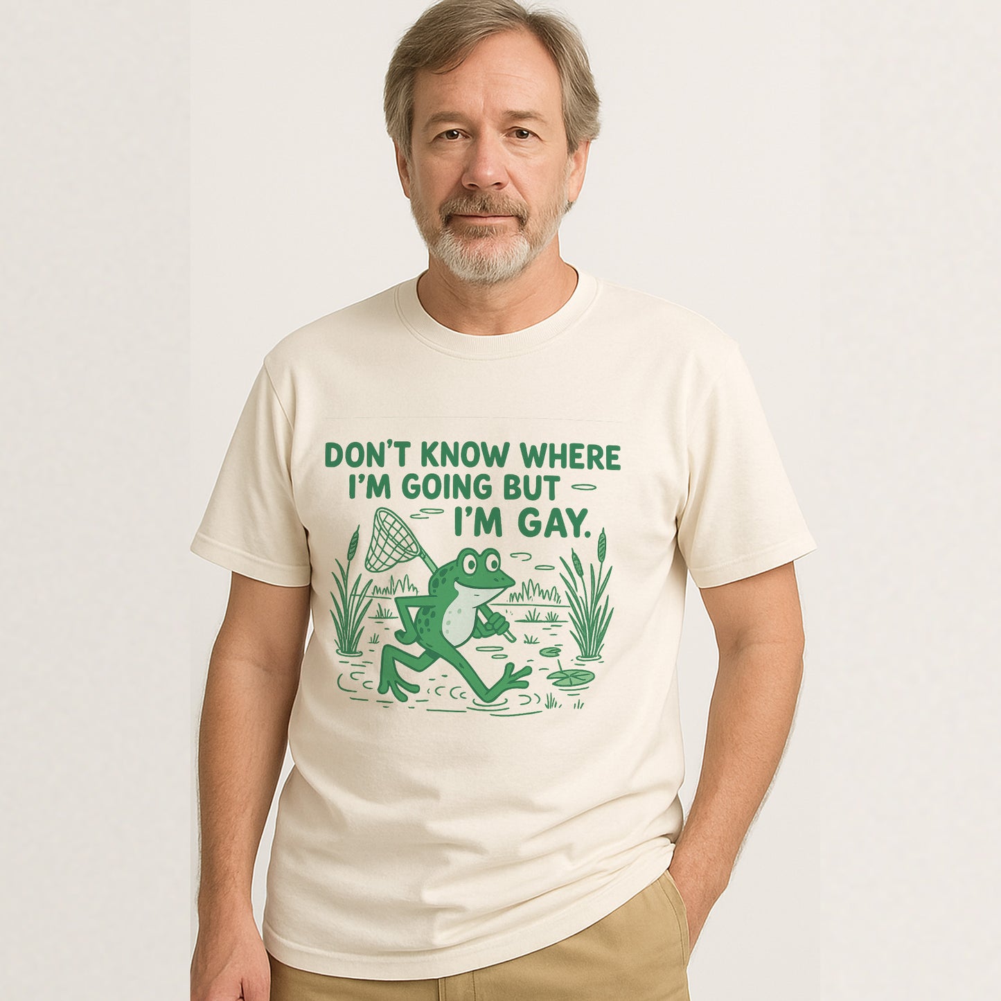 Don’t Know Where I’m Going But I’m Gay T-Shirt – LGBTQ Pride Funny Frog T Shirt – Natural - Up To 5XL