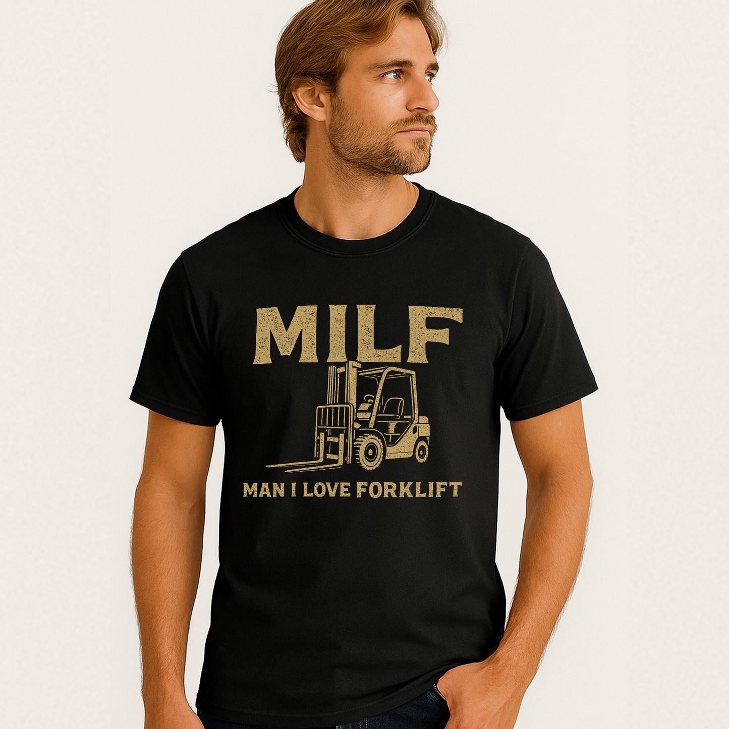 MILF Man I Love Forklift T-Shirt – Funny Forklift Operator Tee For Warehouse Workers - Black - Up To 5XL