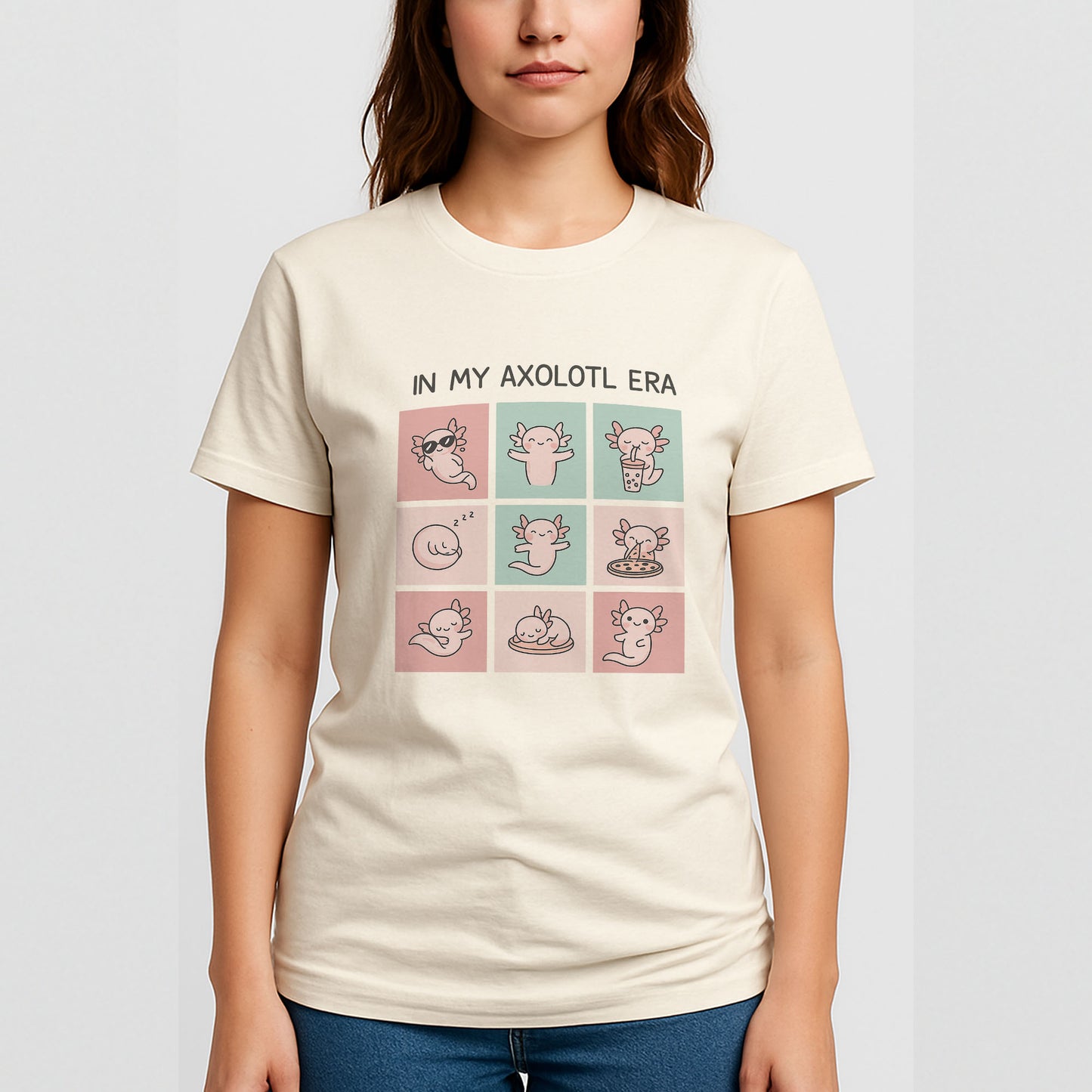 In My Axolotl Era Funny T-Shirt – Cute Kawaii Axolotl Shirt - Natural - Up To 5XL