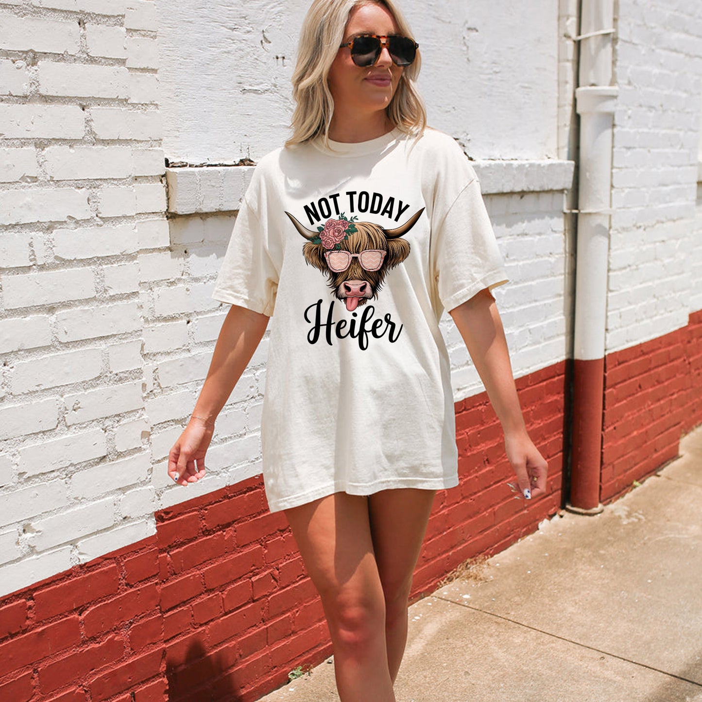 Funny Cow Shirt – Not Today Heifer – Cattle Attitude Tee for Women - Natural - Up To 5XL