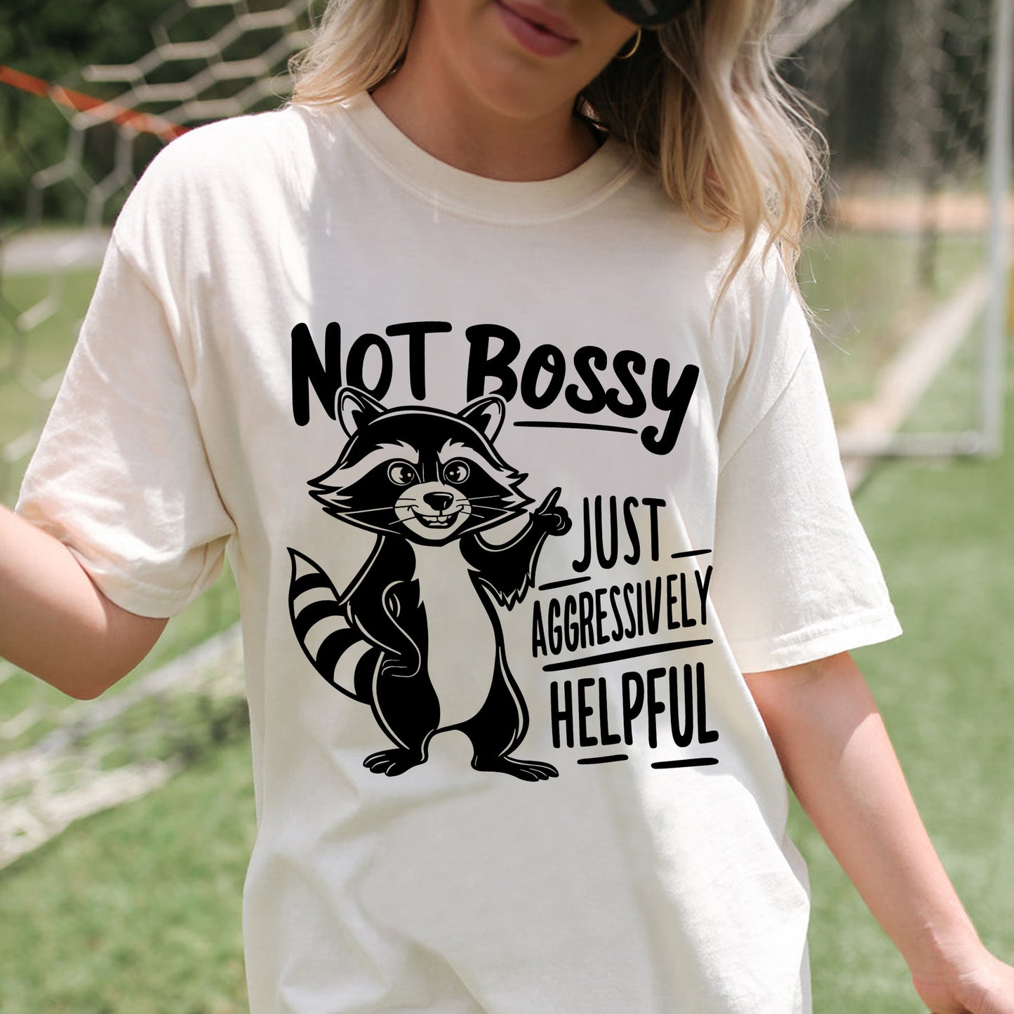 Funny Sarcastic Animal Tee- I'm Not Bossy Just Aggressively Helpful Humor Shirt for Women - Natural - Up To 5XL