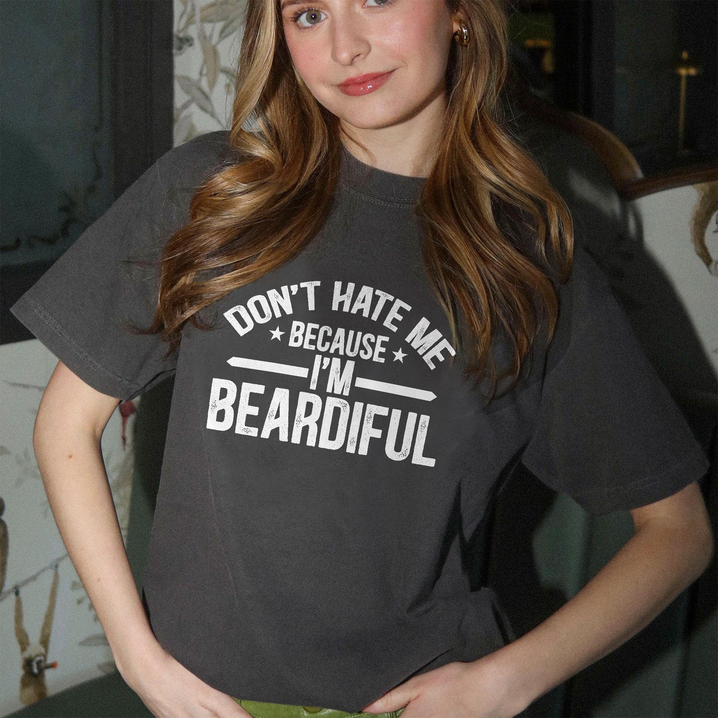 Funny Women Tee - Don’t Hate Me Because I’m Beautiful T-Shirt - Black- Up To 5XL
