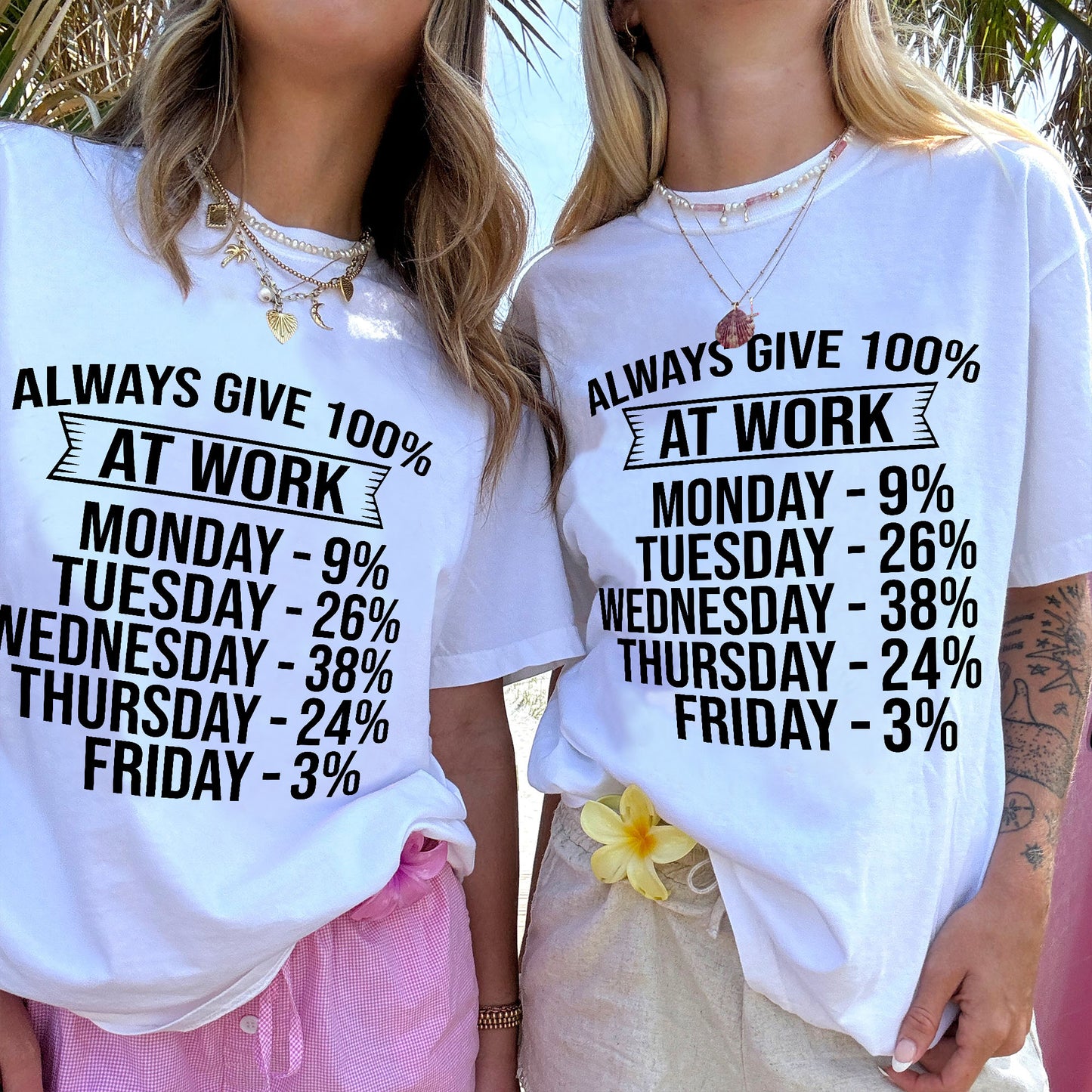 Funny Work Shirt – Always Give 100% at Work – Sarcastic Office Humor Tee - White - Up To 5XL
