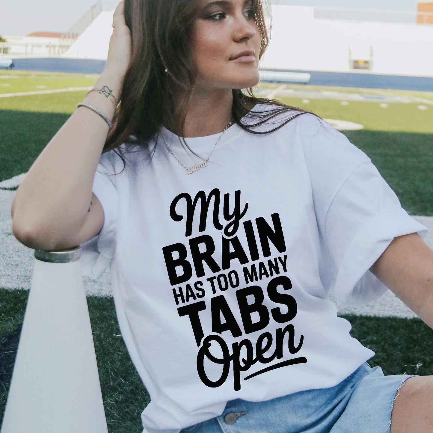 Funny ADHD Shirt – My Brain Has Too Many Tabs Open Tee- Overthinker Funny Shirt - White - Up To 5XL