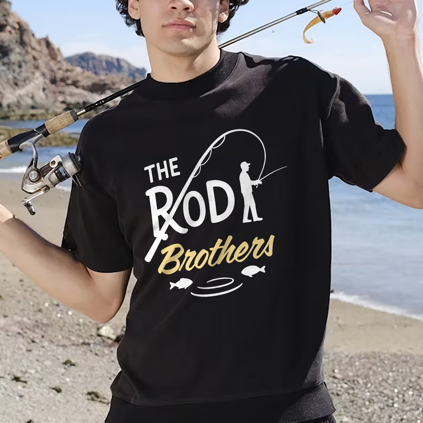 Funny Fishing Shirt – The Rod Brothers Tee – Angler Brotherhood Graphic Shirt – Black – Up To 5XL