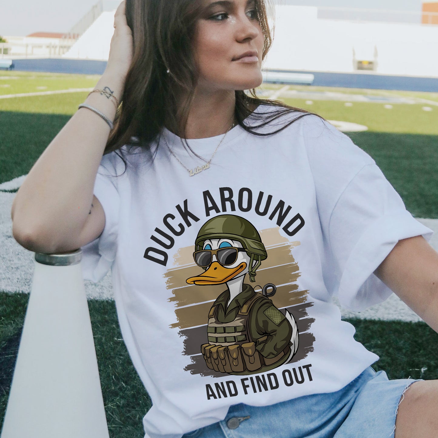 Funny Animal Shirt – Duck Around and Find Out – Sarcastic Bird Meme Tee – White – Up To 5XL