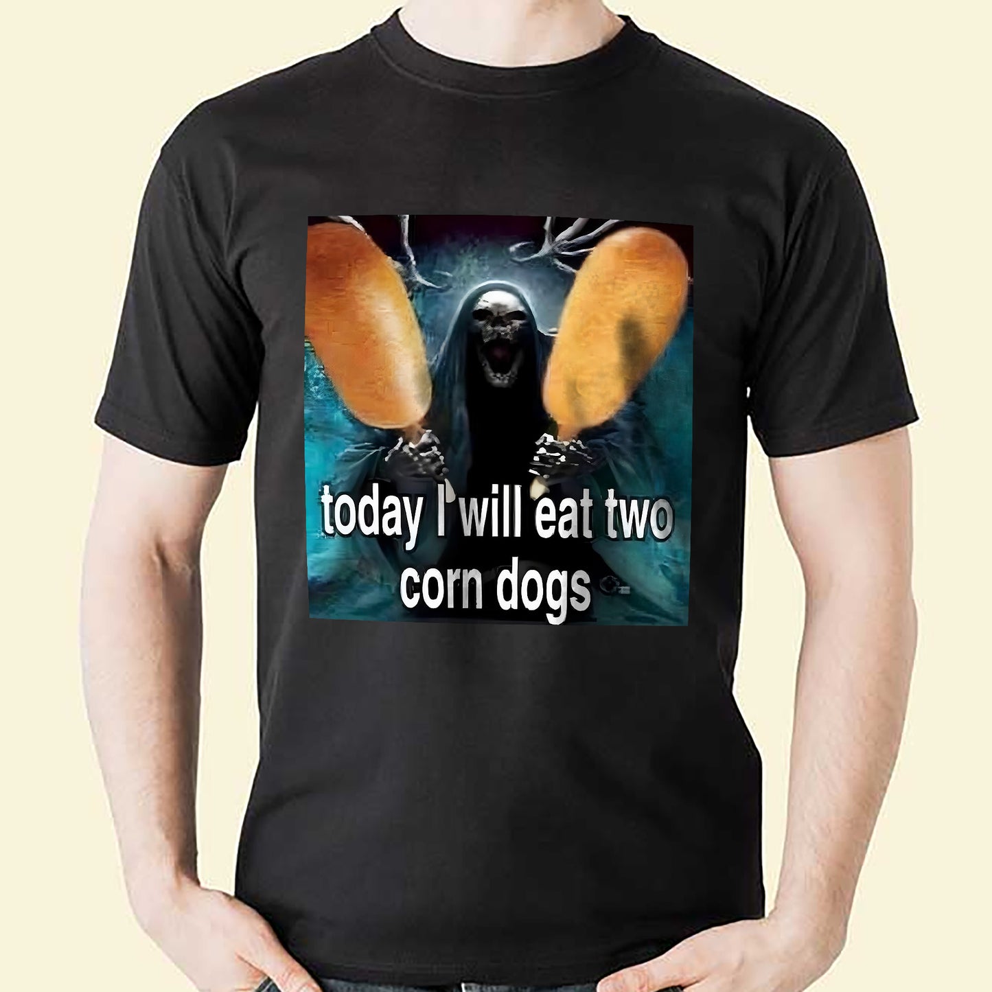 Funny Food Shirt – Today I Will Eat Two Corn Dogs – Retro Carnival Humor Tee – Black – Up To 5XL
