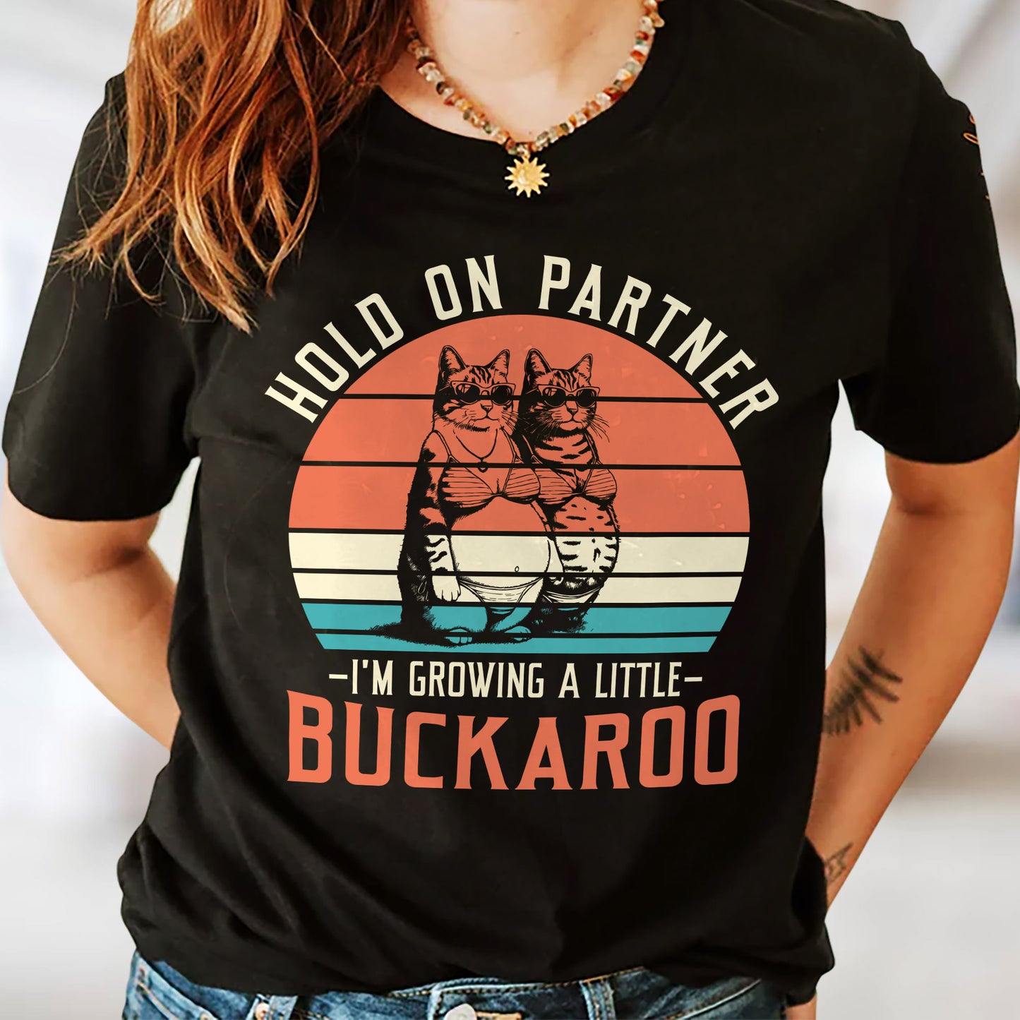 Funny Cat Shirt – I’m Growing a Little Buckaroo Tee - Black- Up To 5XL