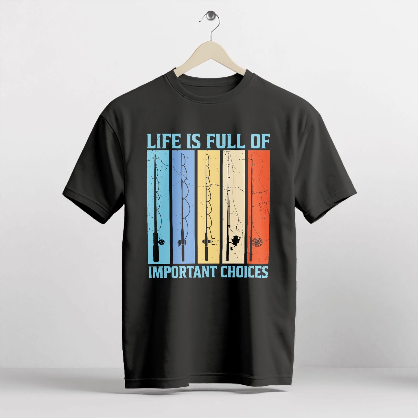 Vintage Fisherman Tee – Life Is Full of Important Choices Fishing Shirt – Angler Gift – Black – Up To 5XL
