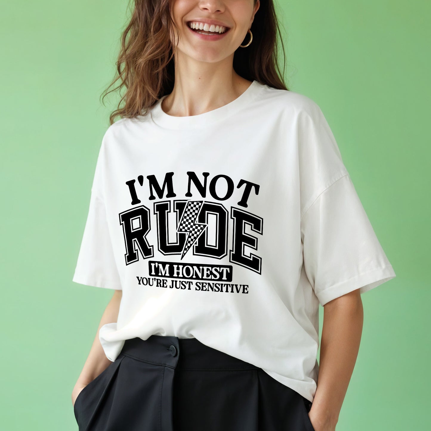 Inappropriate T-Shirt – I’m Not Rude I’m Honest Tee – Funny Sarcastic Shirt for Women - White - Up To 5XL