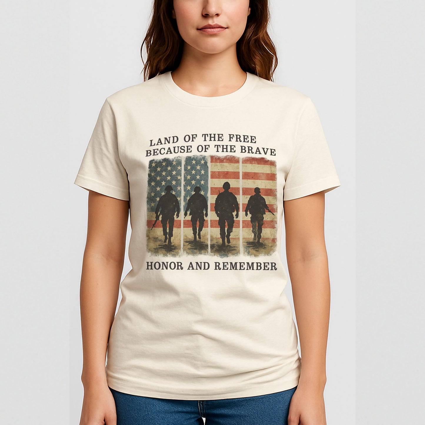 Land Of The Free Because Of The Brave Shirt – Patriotic Military Independence Day Tee – Natural Tee - Up To 5X