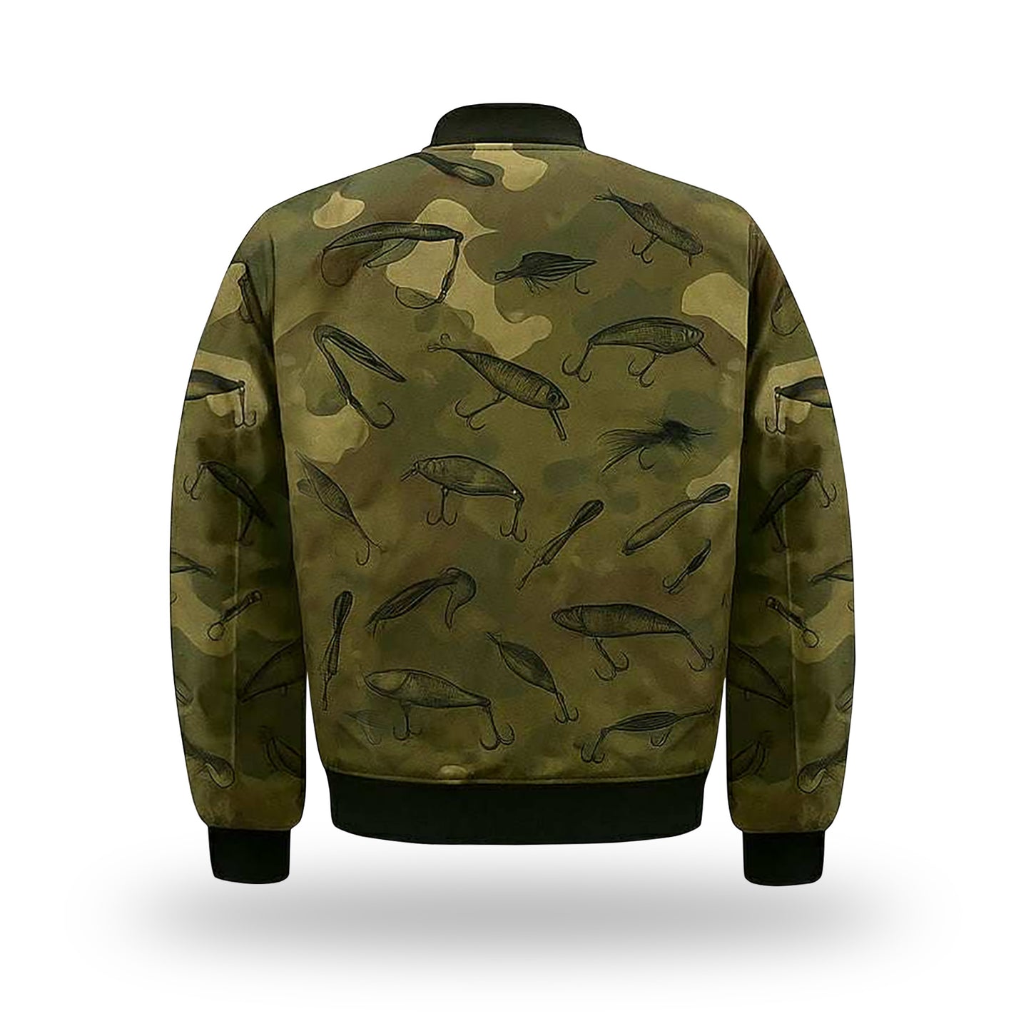 Camo Fishing Lure Bomber Jacket – Outdoor Angler Style